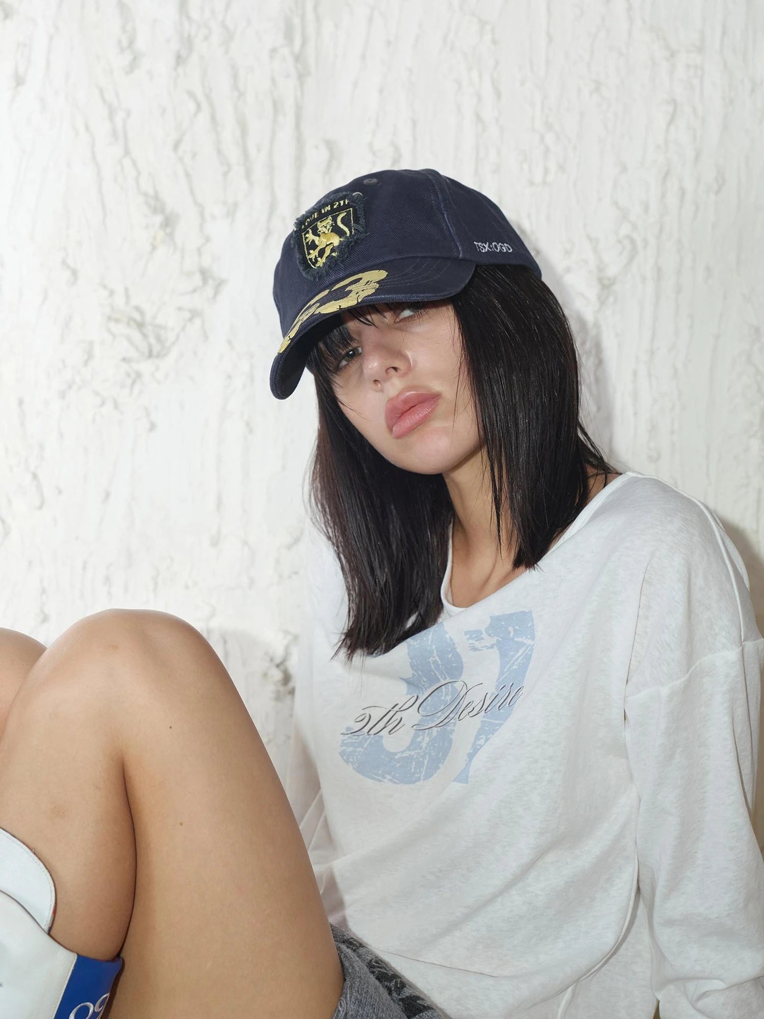 Retro Digital Print Embroidered Letter Washed Baseball Cap