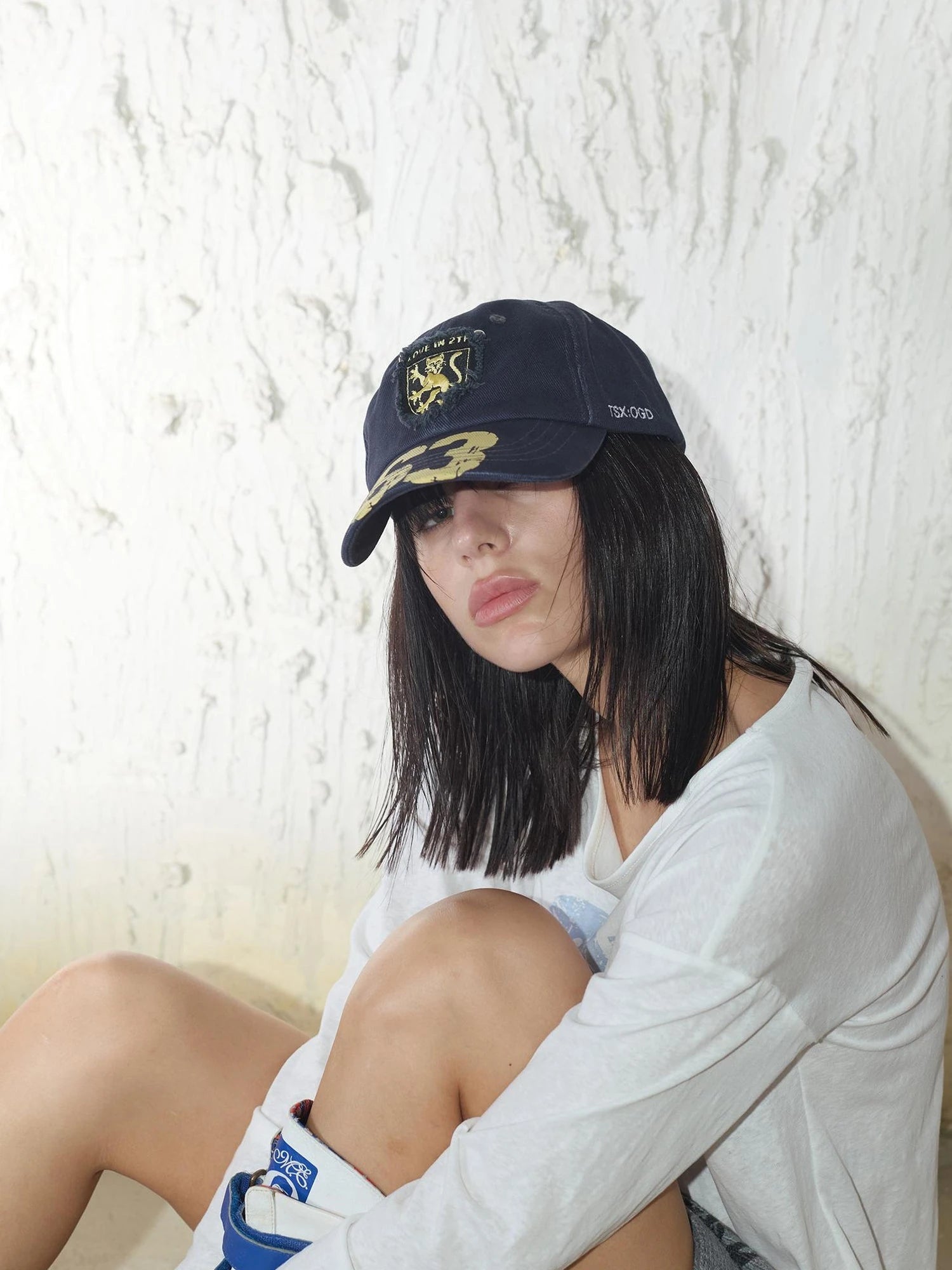 Retro Digital Print Embroidered Letter Washed Baseball Cap