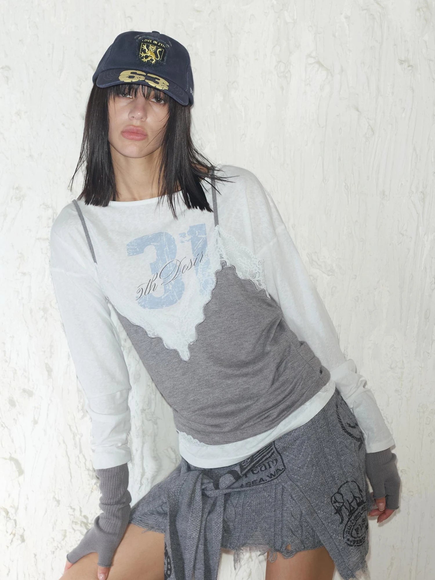 Retro Digital Print Embroidered Letter Washed Baseball Cap