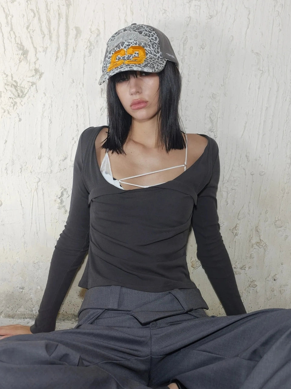 2th Desire Retro Rock Baseball Cap With Leopard Print And Newspaper Pattern