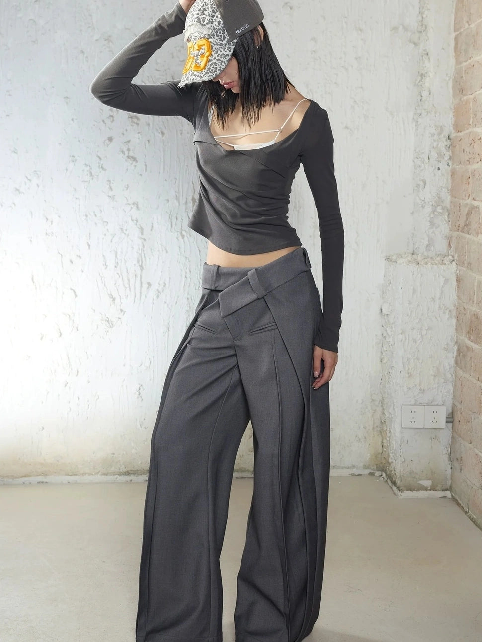 2th Desire Retro Rock Baseball Cap With Leopard Print And Newspaper Pattern