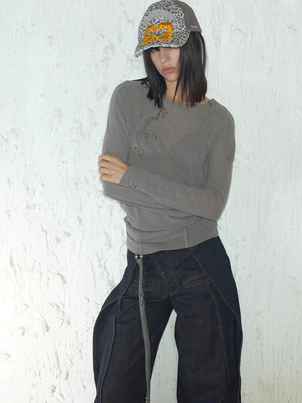 2th Desire Retro Rock Baseball Cap With Leopard Print And Newspaper Pattern