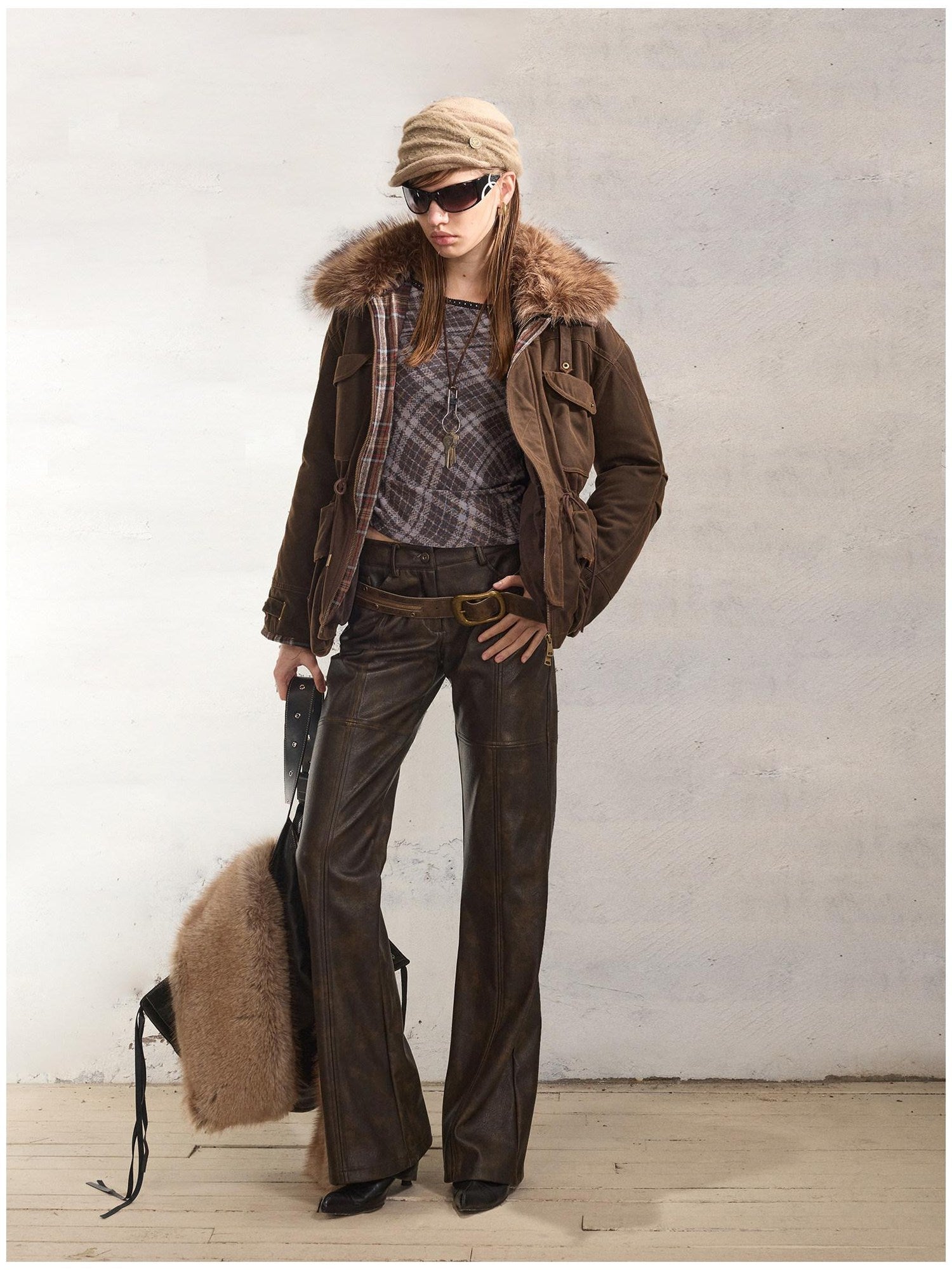 2th Desire Reversible Vintage Slim Fit Printed Crop Women Gray Black Long Sleeve T-Shirts