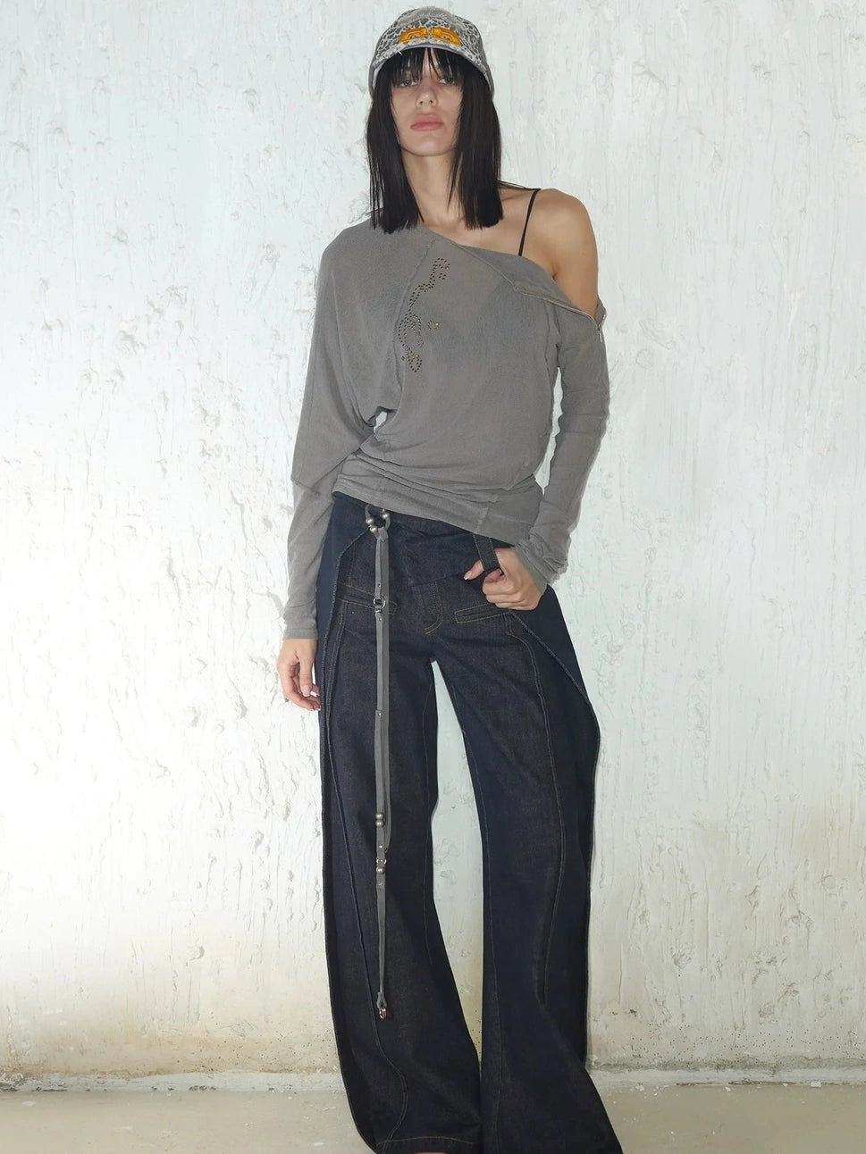 2th Desire Side Zipper Frayed Edge Knit Top T-shirt