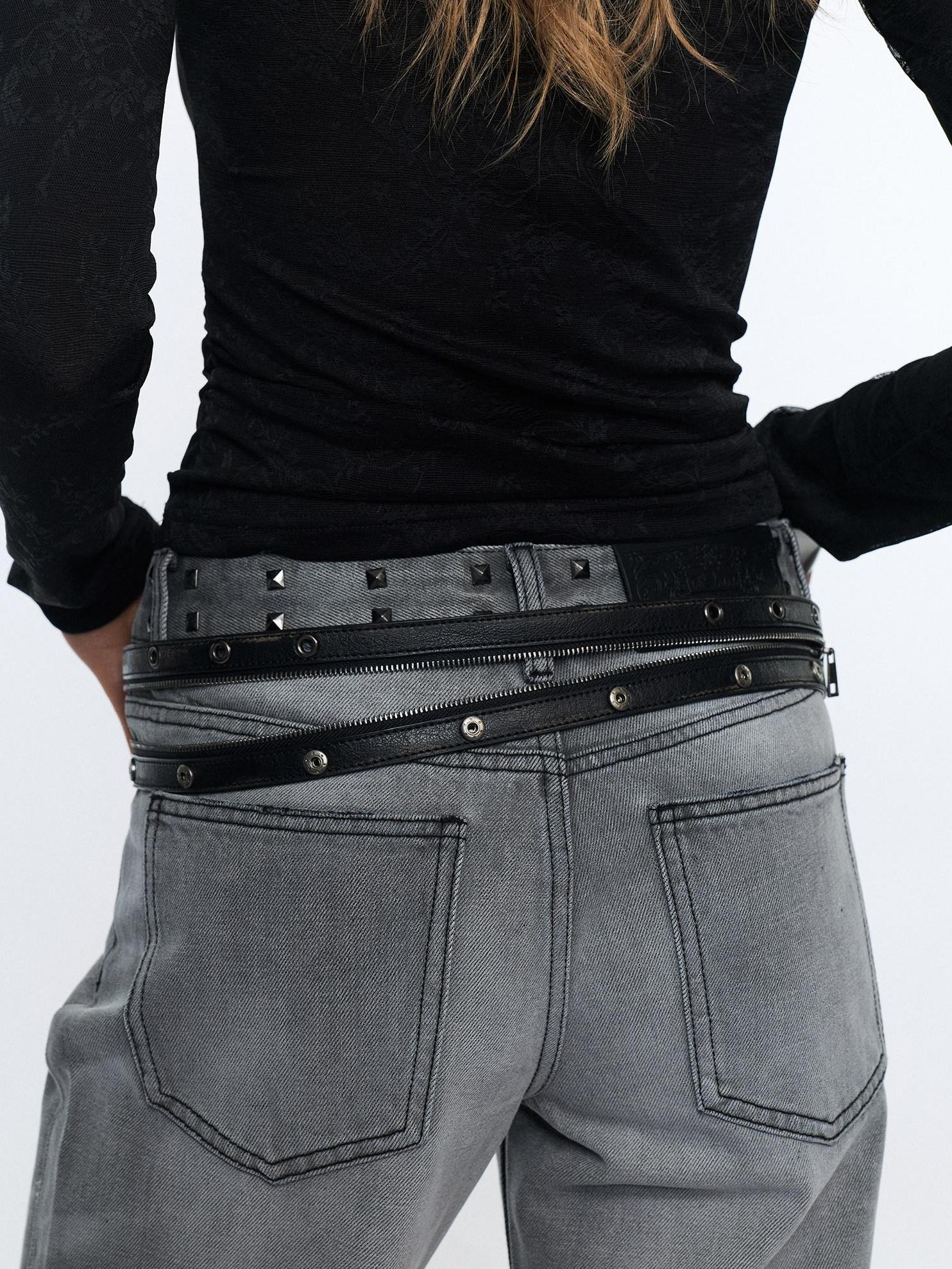2th Desire Studded Statement Polyester Waist Belt With Metal Buckle Women Fashion Belts