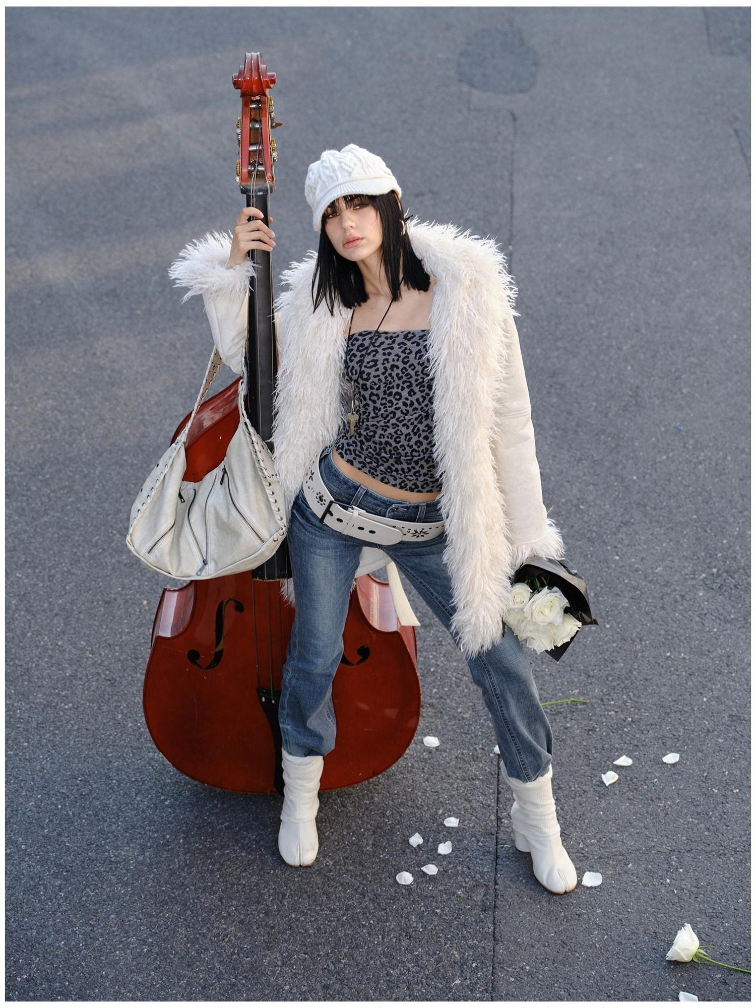 2th Desire Thick Faux Fur Trim Punk Style Women Fashion Polyester Wide Belts