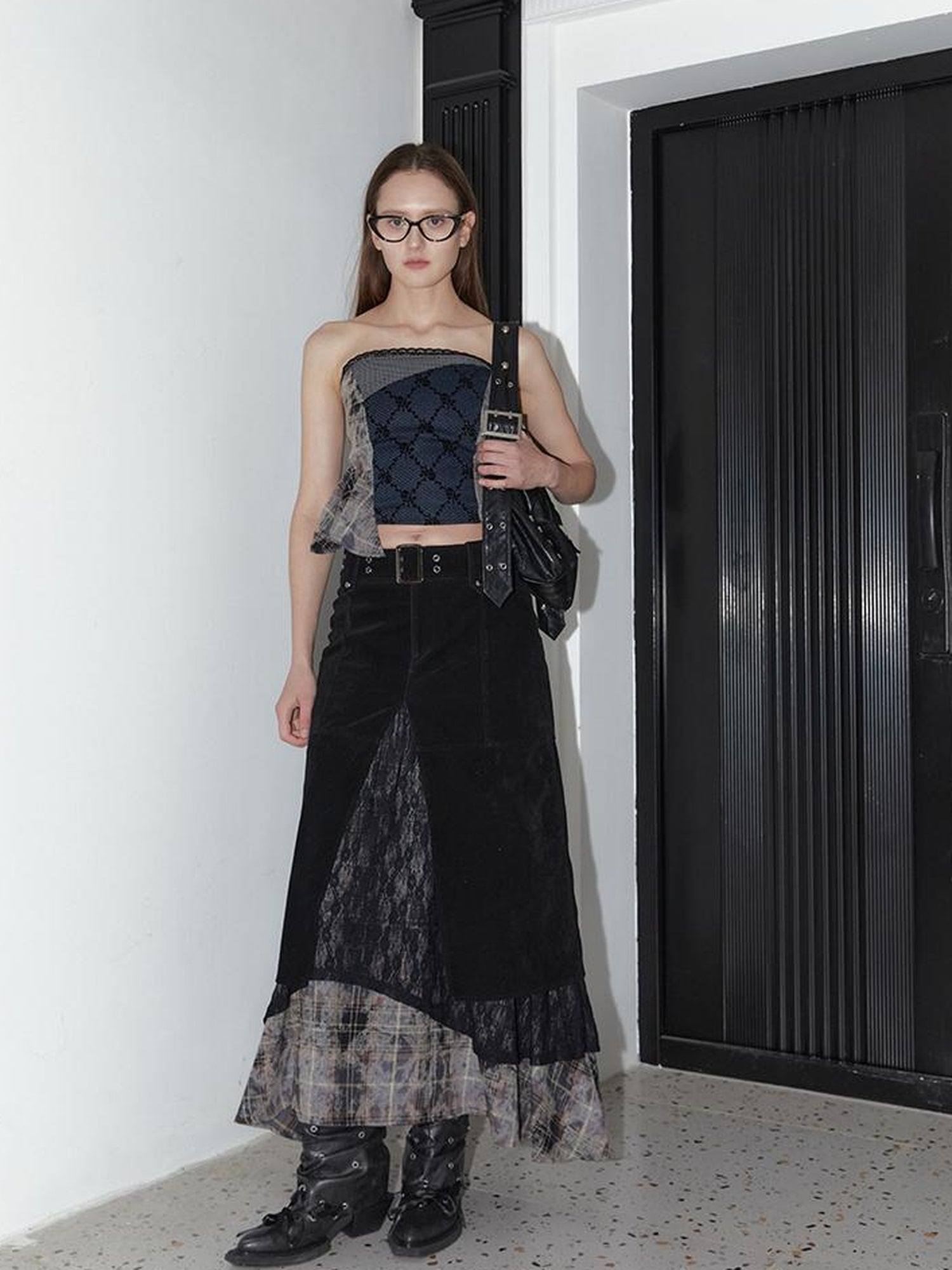 2th Desire Vintage Black Lace Asymmetrical Midi Skirt