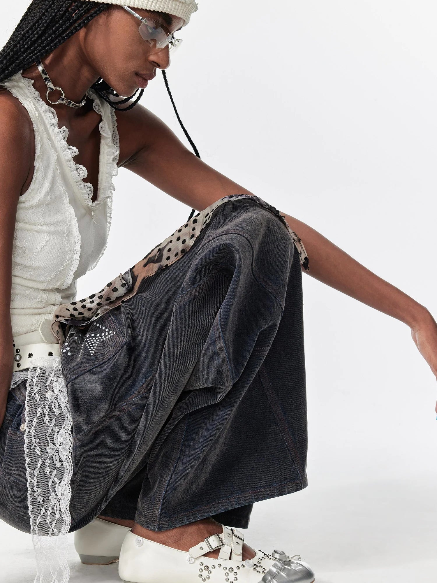 Vintage Bow Mary Jane Ballet Flats With Detachable Sock