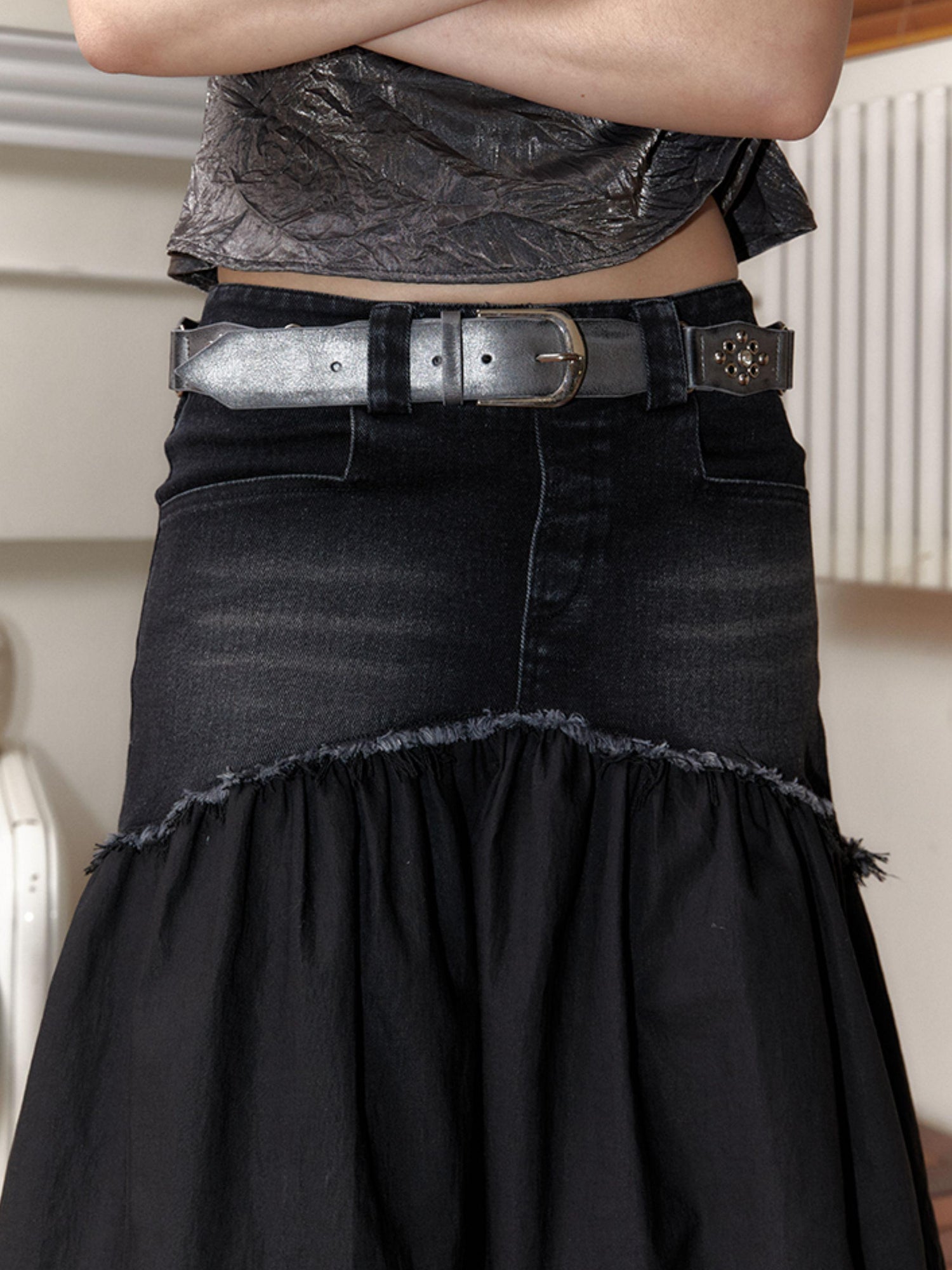 2th Desire Vintage Brown Pu Leather Belt With Y2k Diamond Design