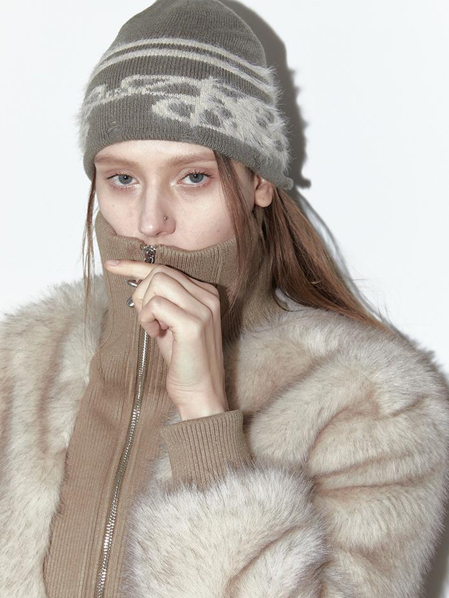 2th Desire Vintage Cable Knit Beanie With Earflaps