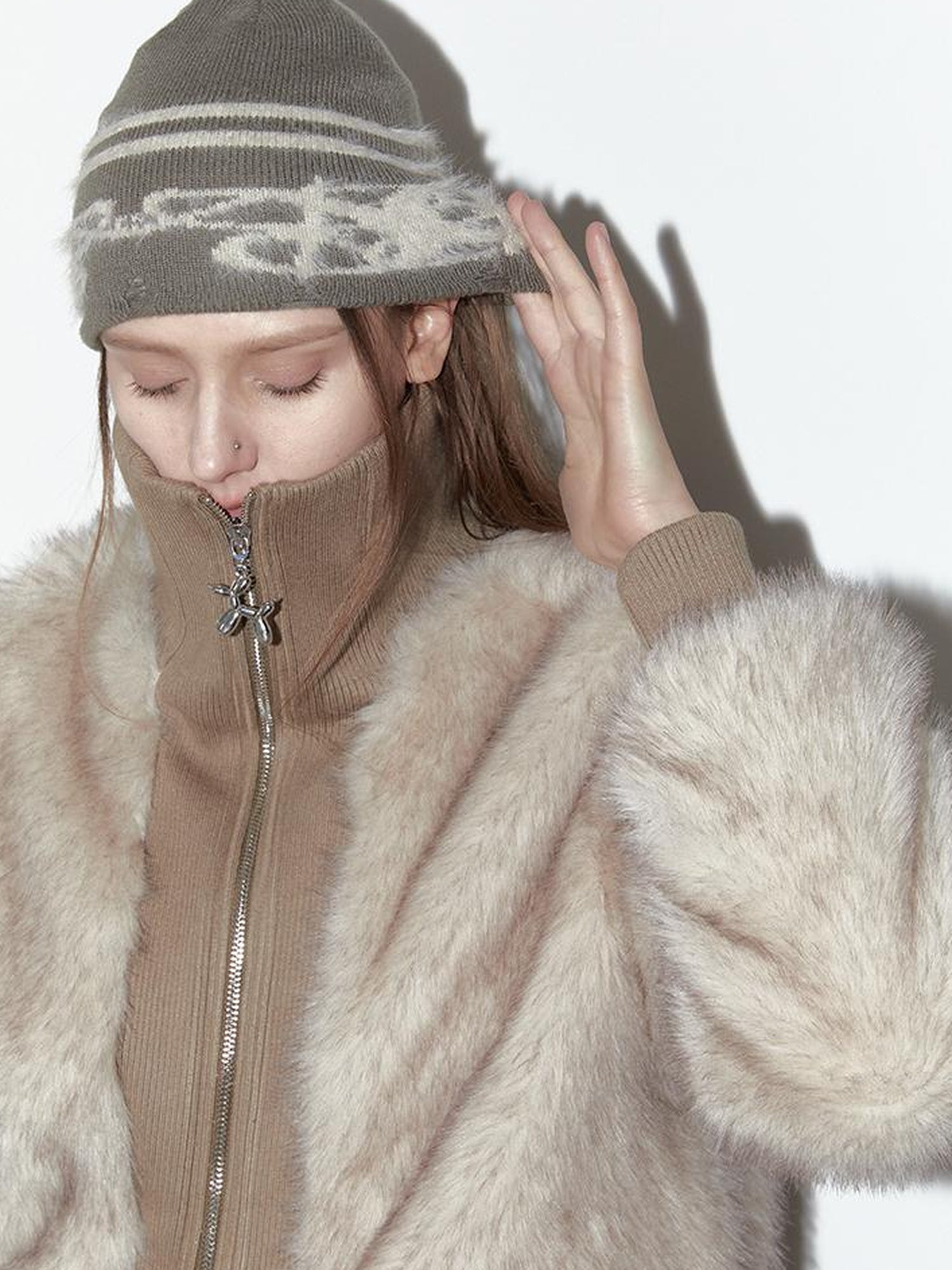 2th Desire Vintage Cable Knit Beanie With Earflaps
