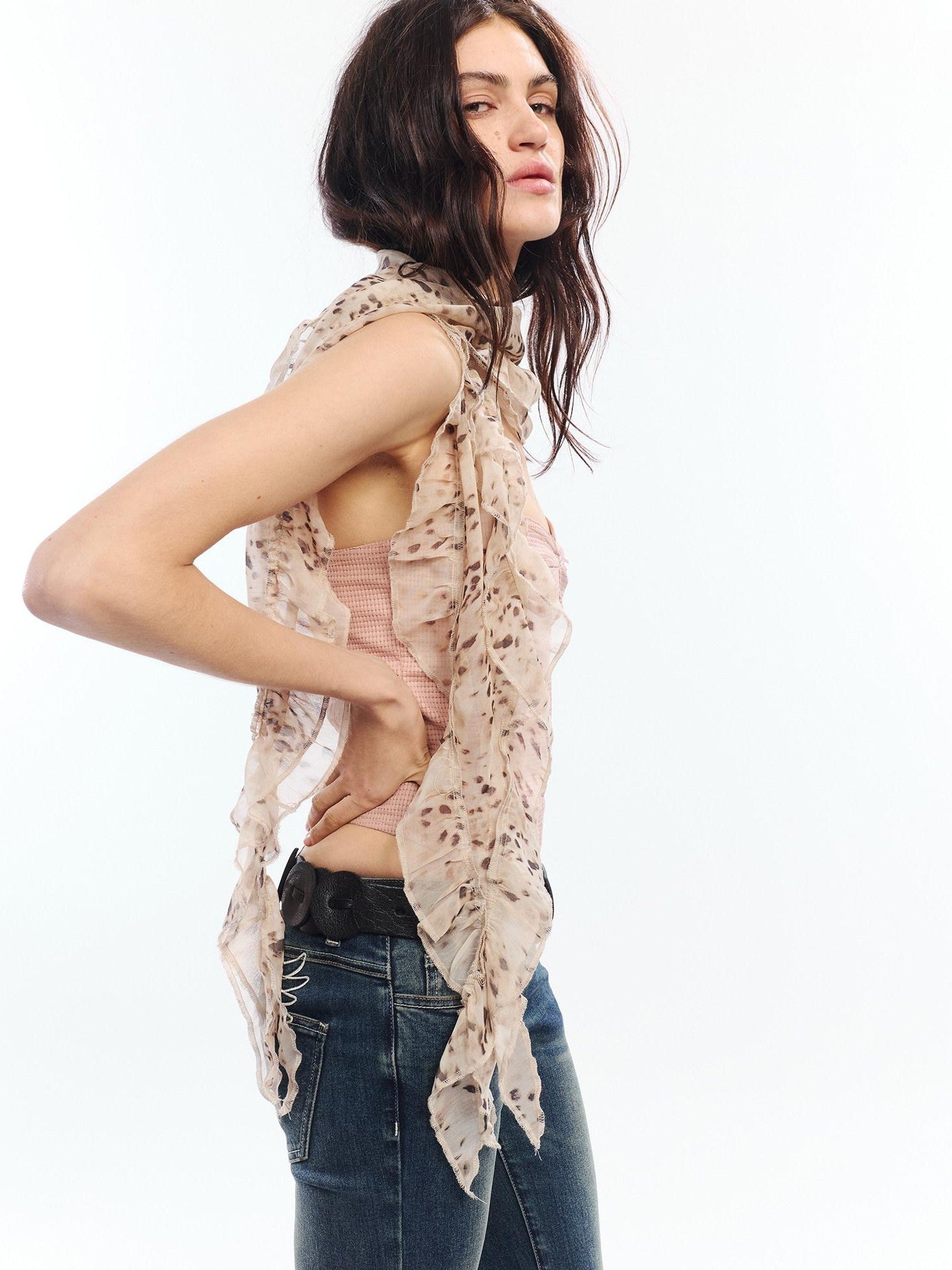 2th Desire Vintage Leopard Print Lettuce Edge Women&