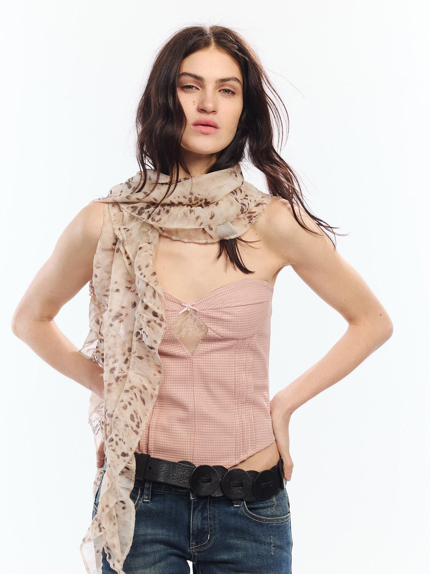 2th Desire Vintage Leopard Print Lettuce Edge Women&