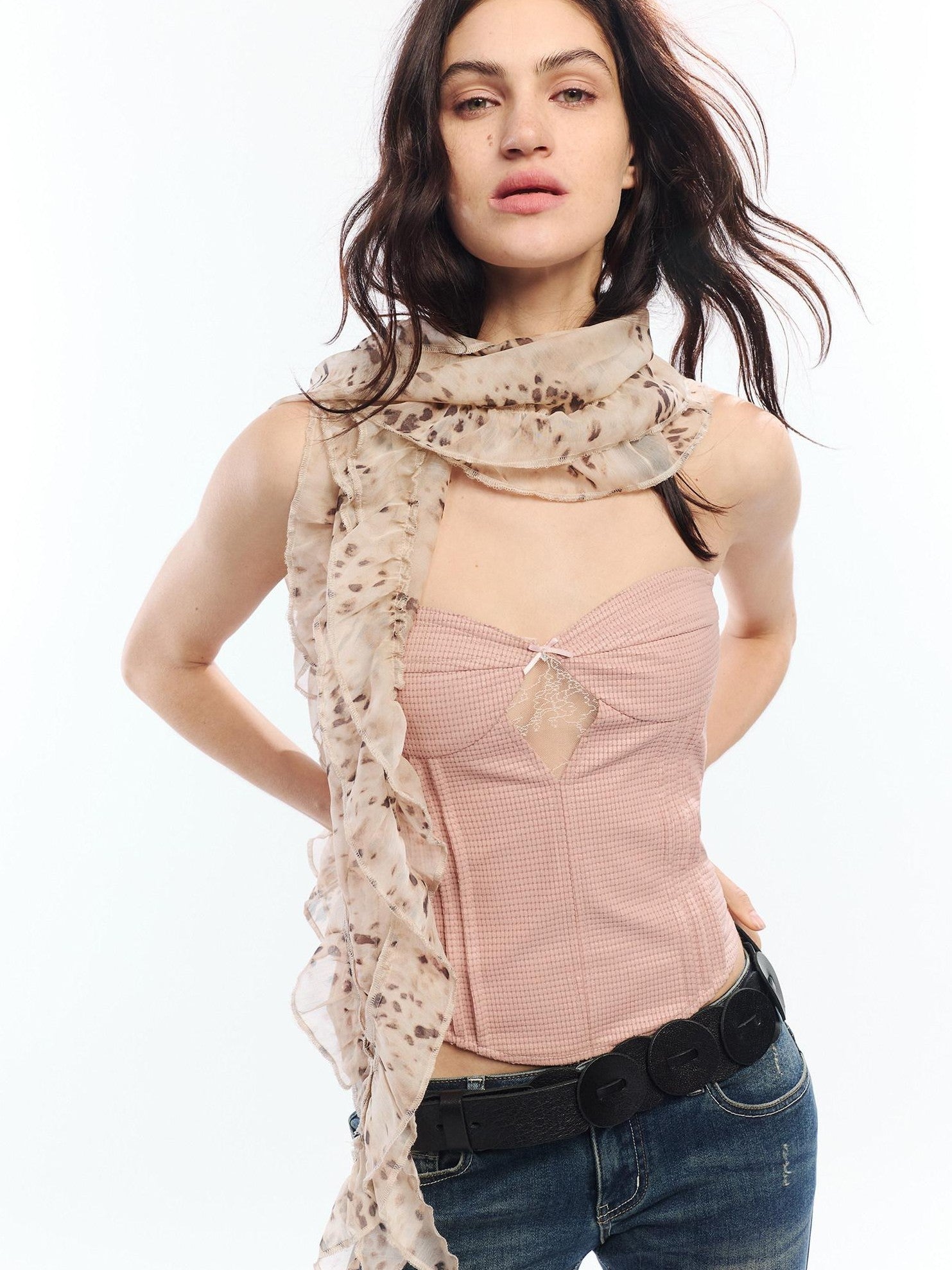 2th Desire Vintage Leopard Print Lettuce Edge Women&