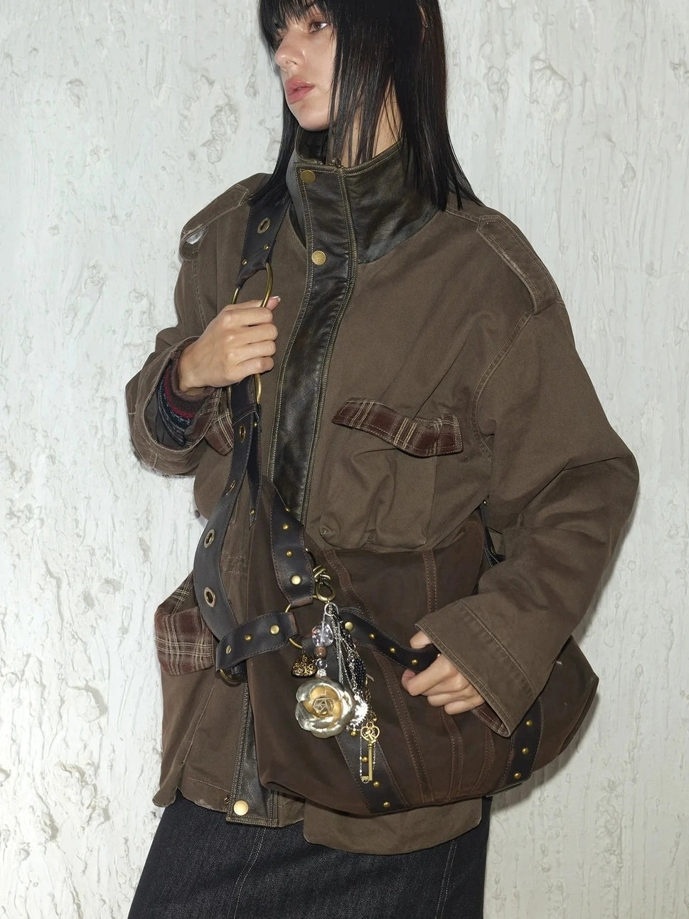 2th Desire Vintage Love Pin With Camellia And Chain Pendants