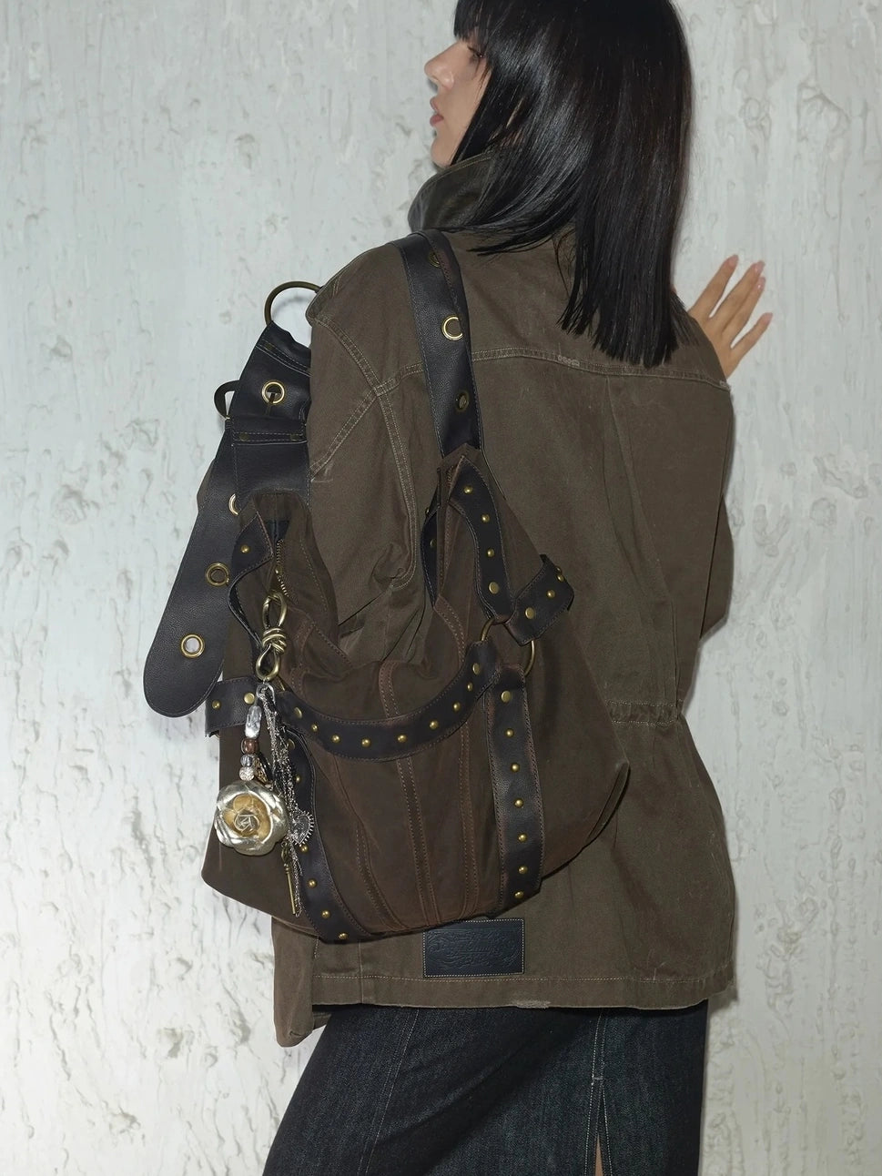 2th Desire Vintage Love Pin With Camellia And Chain Pendants