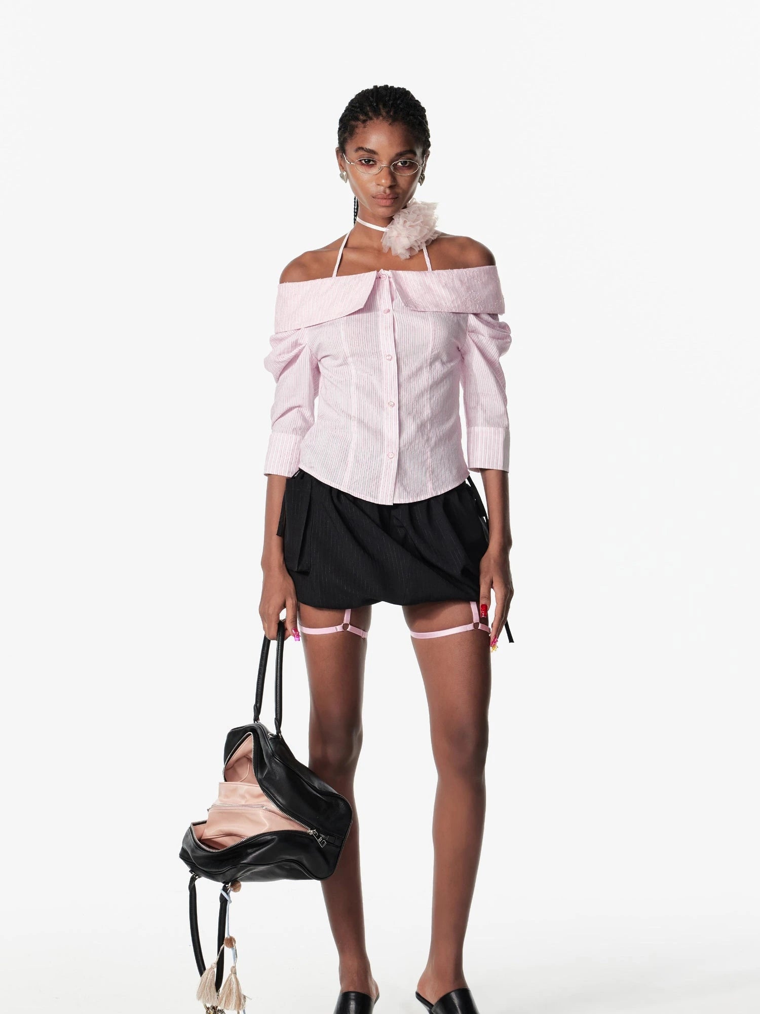 Vintage Pleated Bow Tie A Line Mini Skirt