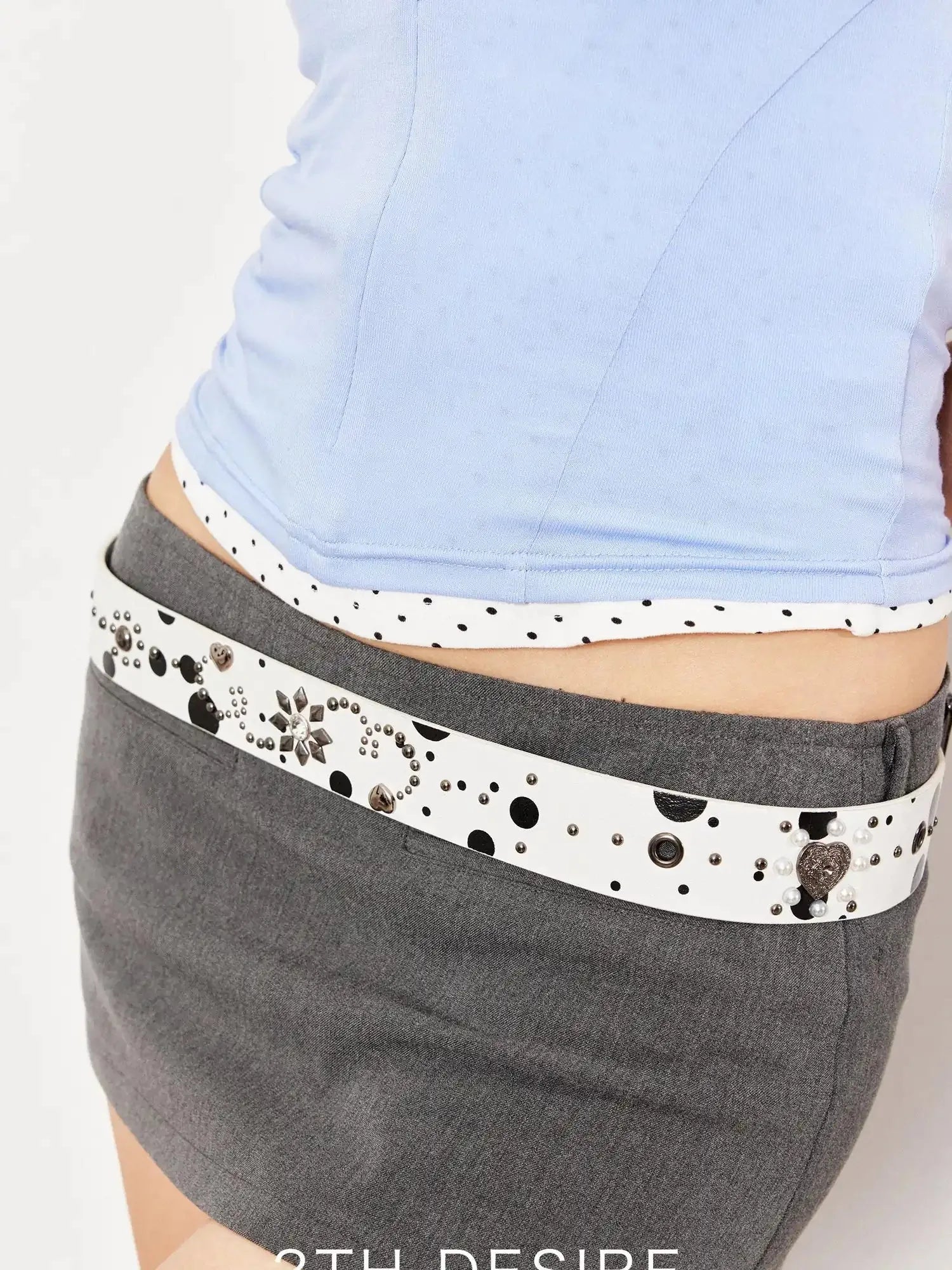 Vintage Polka Dot Leopard Belt With Custom Rivets Studs