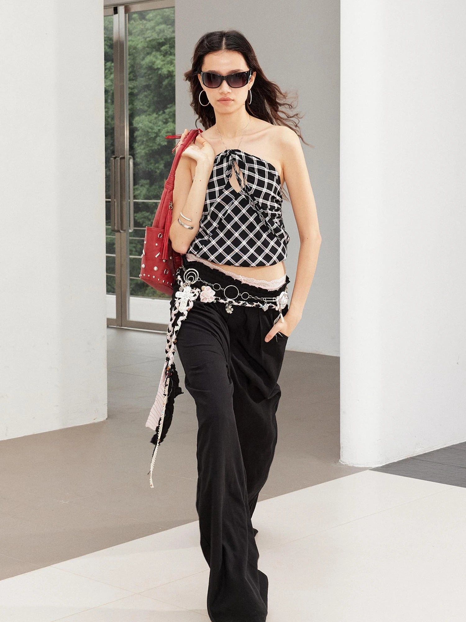 Vintage Snake Print Ruffle Tie Up Crop Top