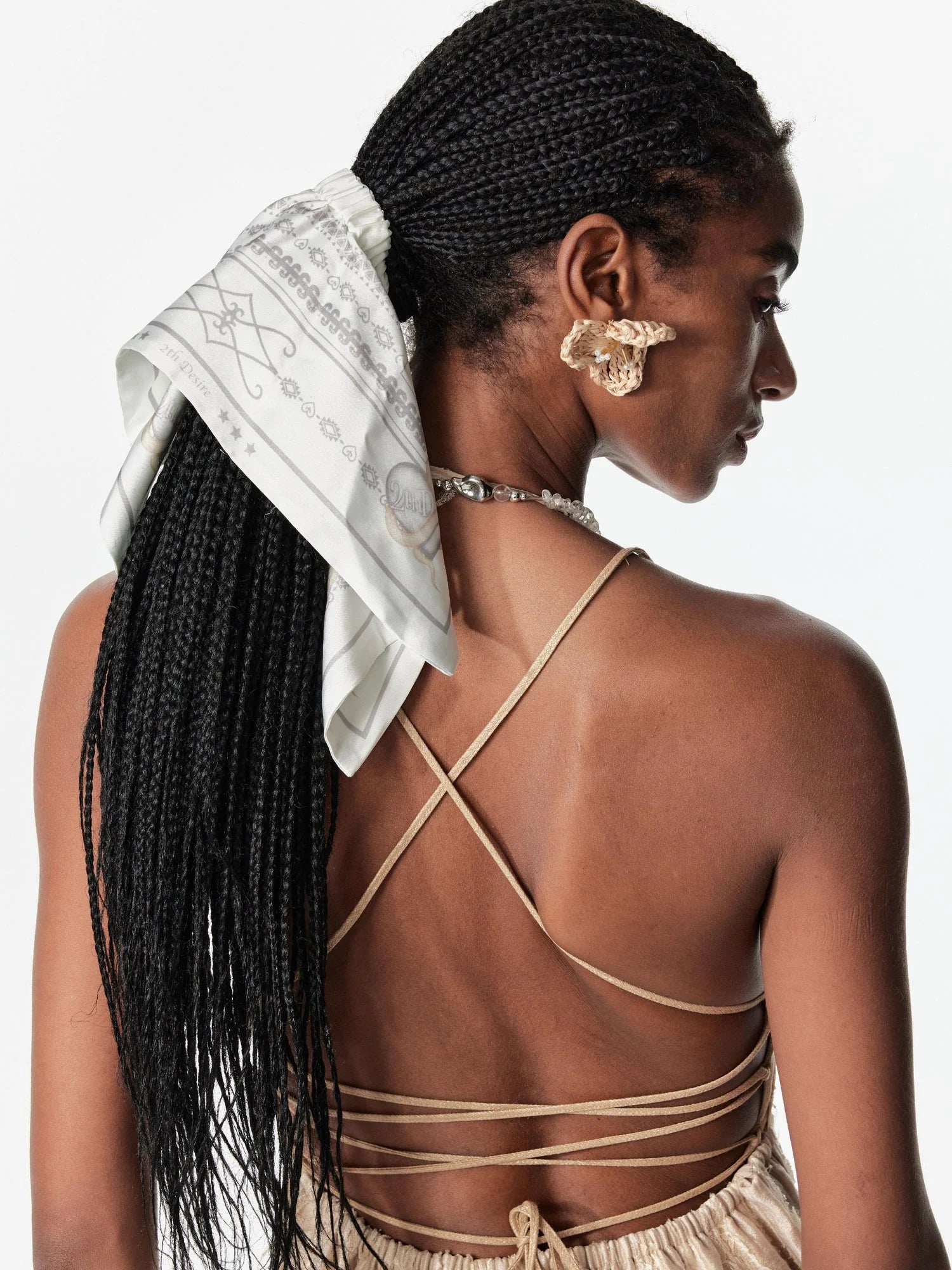 Vintage Snake Year Fair Isle Print Scarf Headband