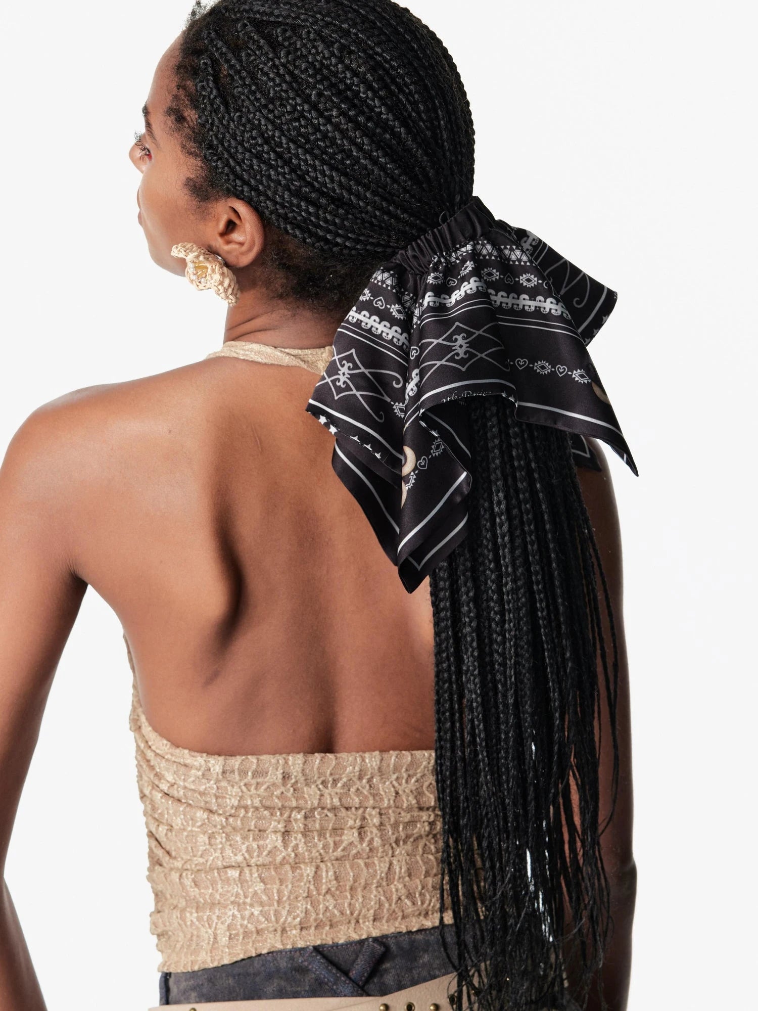 Vintage Snake Year Fair Isle Print Scarf Headband