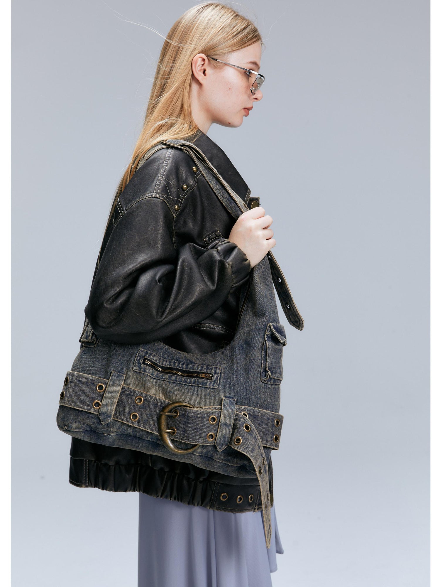 2th Desire Y2K Vintage Denim Crossbody Bag