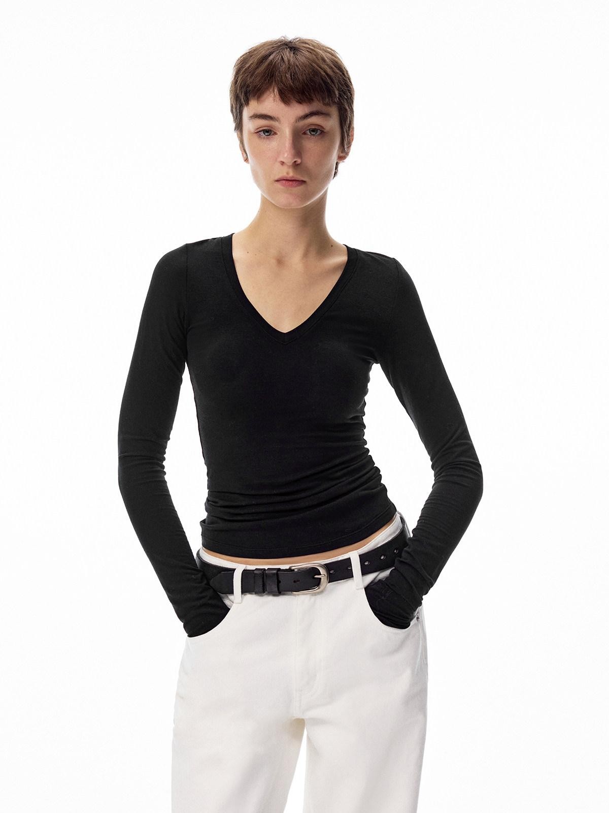 Northbutsouth Tricolor V-neck High Stretch Slim Women&