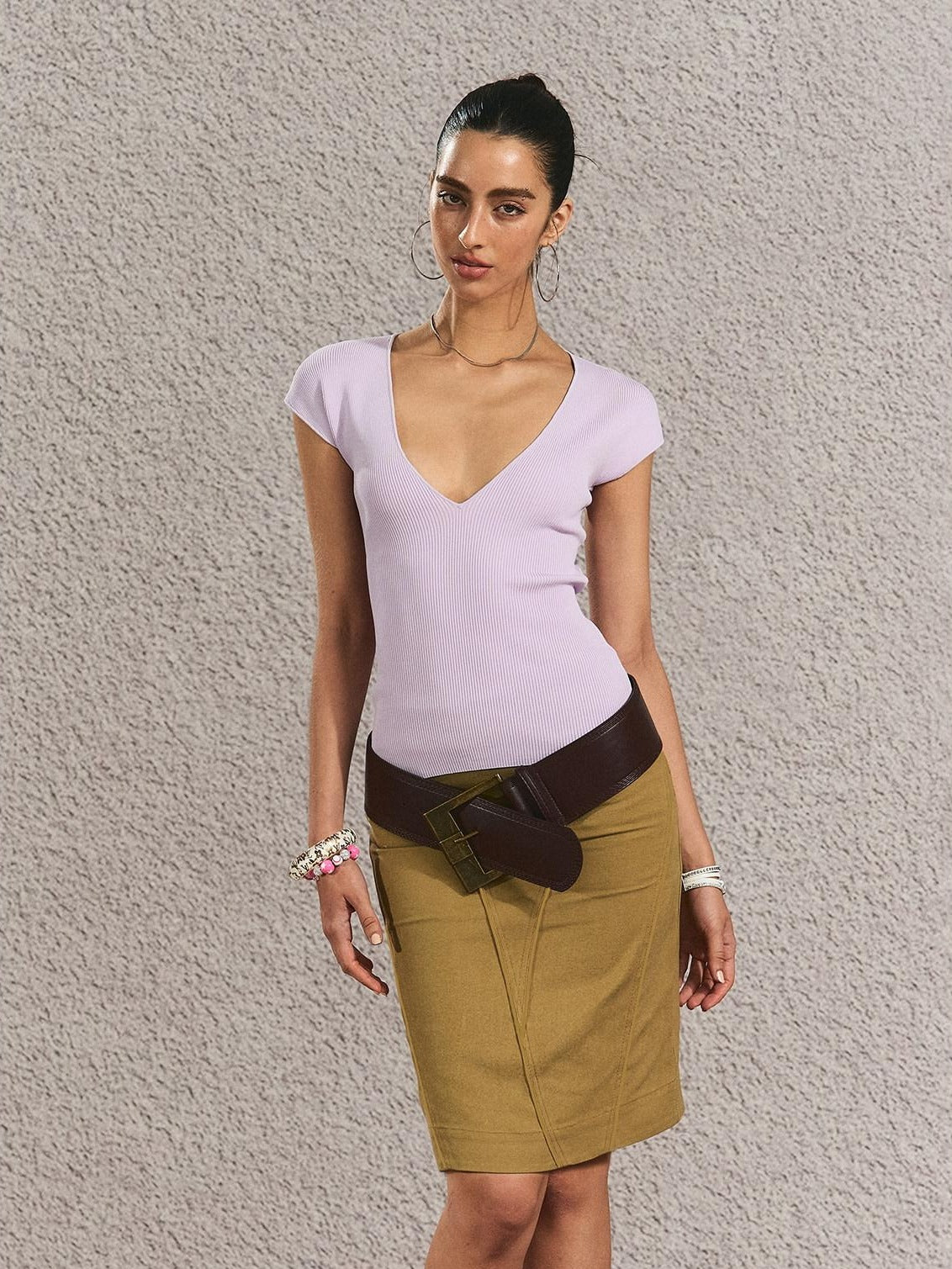 The NeverMore Soft Viscose Slim Fit Solid Short Sleeve Purple Women Tshirt Basic Crop Tops