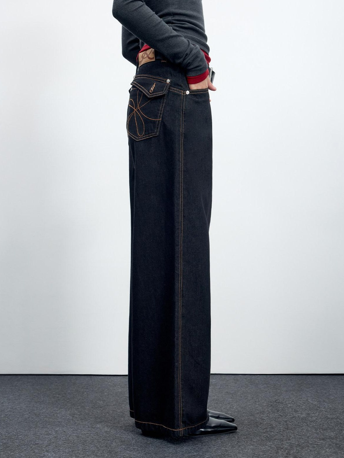 RUN TO THE FUTURE Casual Relaxed Dark Wash Cotton Natural Waist Zip Fly Denim Straight Jeans