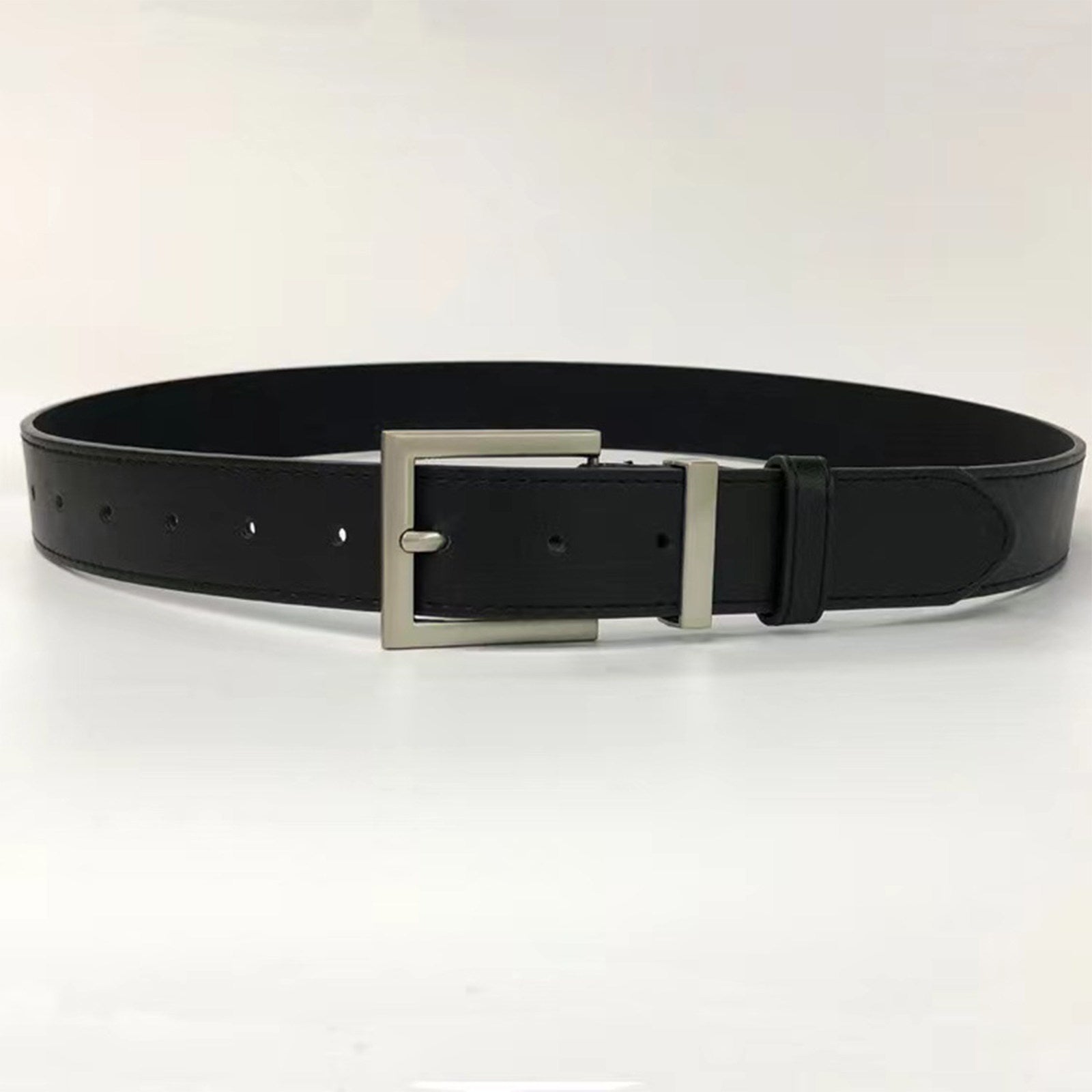 7Shiftin Soft Pu Plain Versatile Unisex Youth Black Minimalist Fashion Belts