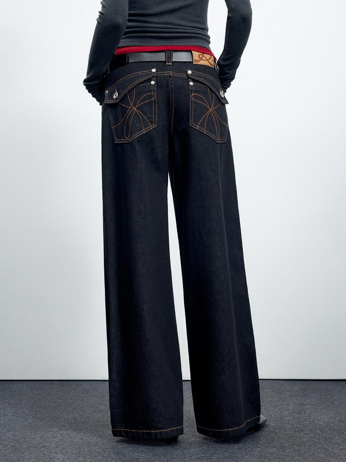 RUN TO THE FUTURE Casual Relaxed Dark Wash Cotton Natural Waist Zip Fly Denim Straight Jeans