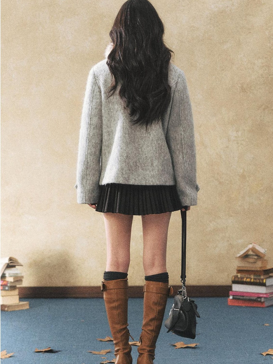7Shiftin Warm Casual Fitted Waist Bow Detail Double Breasted Cropped Women Knit Sweaters