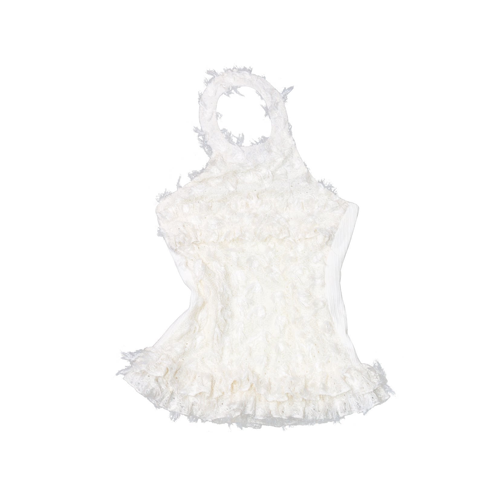 The_NeverMore_Fringe_Polyester_Round_Neck_Pullover_Crop_Top_Cream_Party_Women_Top_&_Skirt_Sets_MISSTT