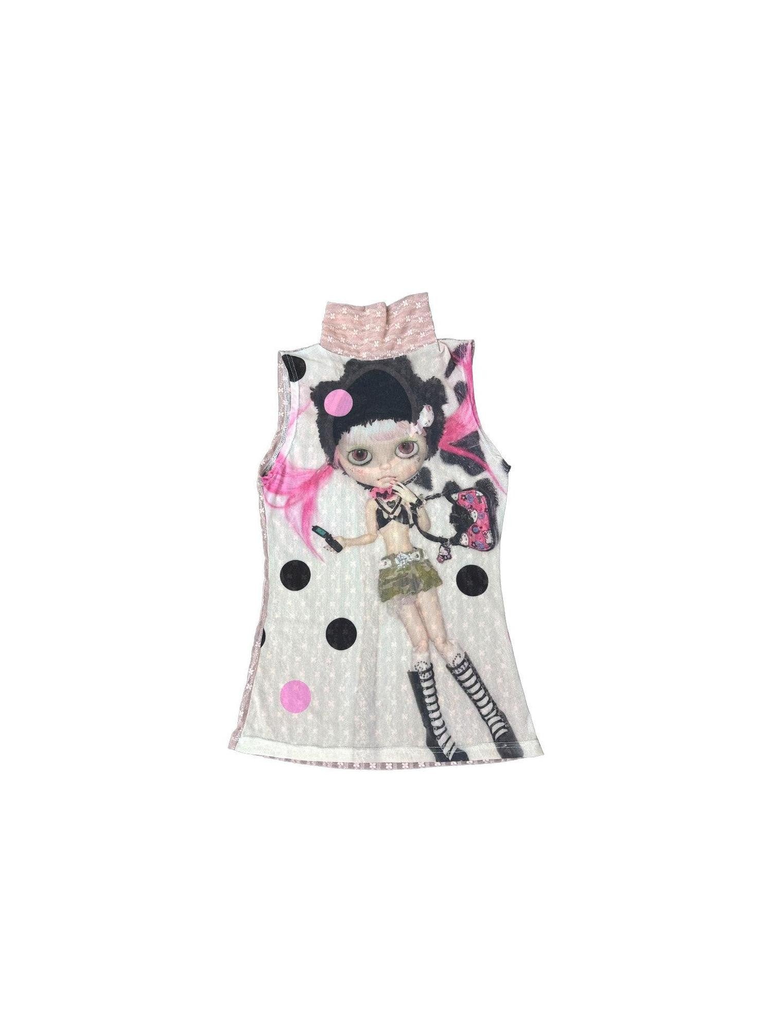 Ttsunami Pink Printed Back Spliced Cutout High Neck Lace Women&
