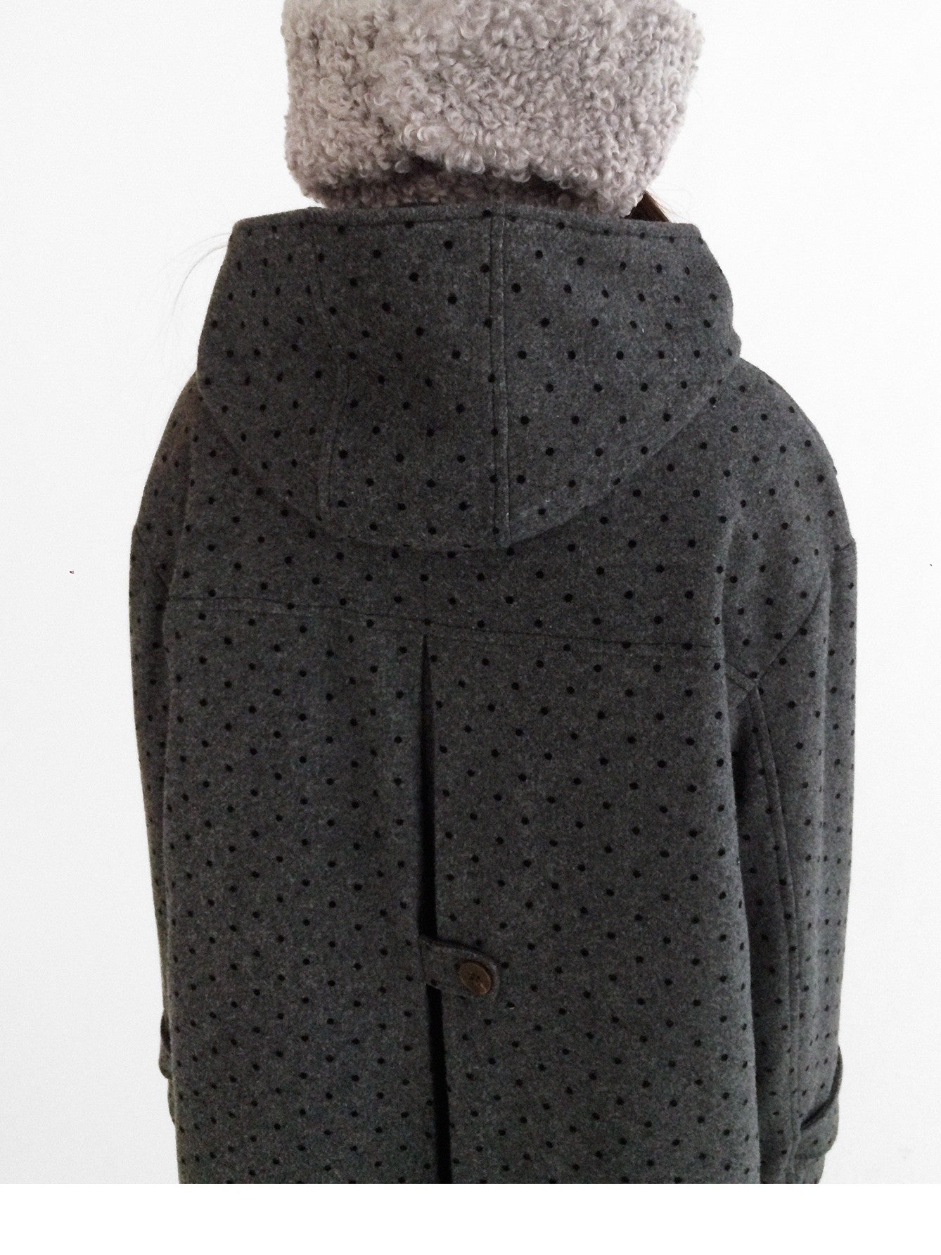 innomoood Brown Sugar Flocked Polka Dot Toggle Hooded Women&