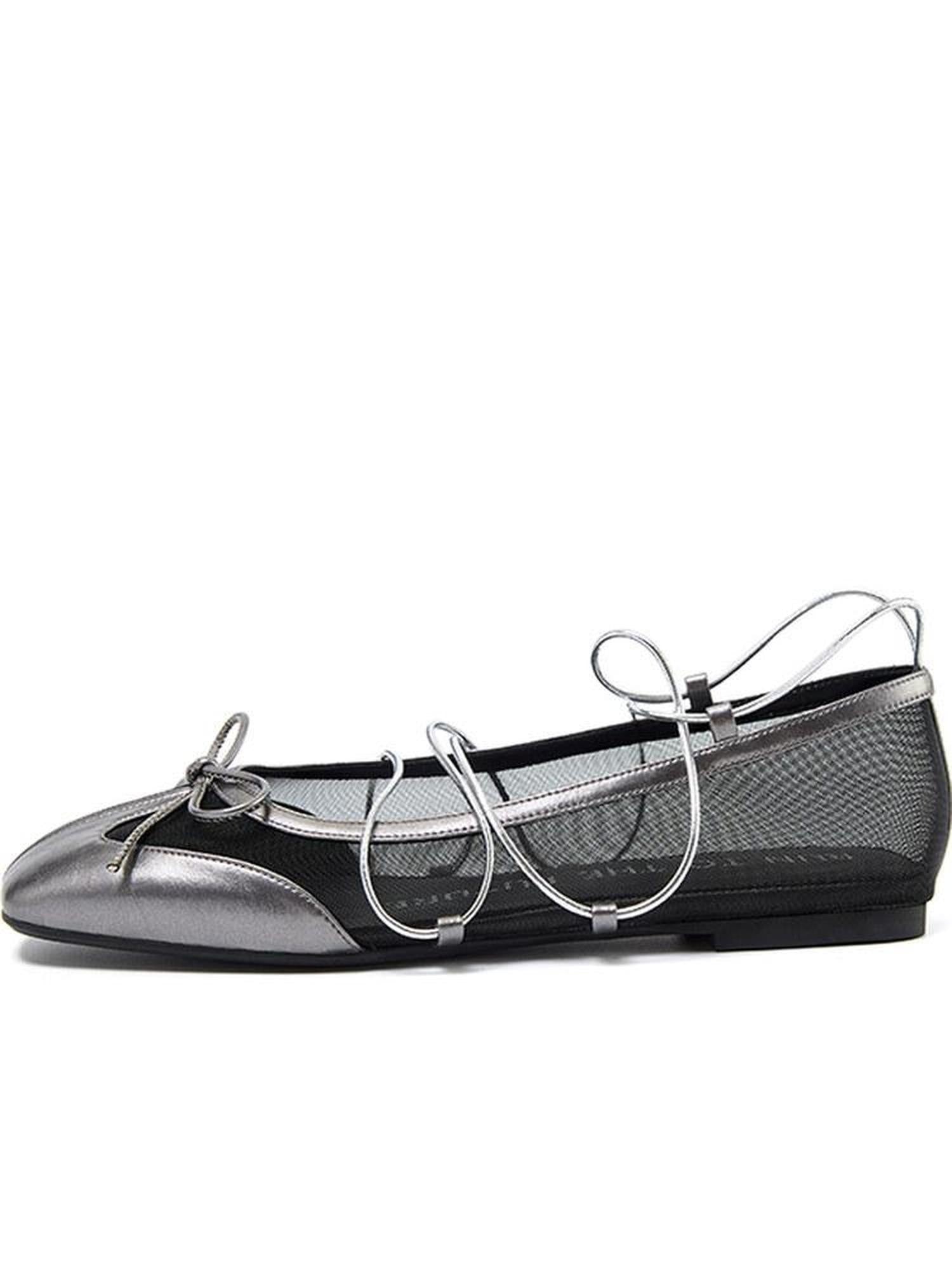 RUN TO THE FUTURE Bow Detail Square Toe Slip On Ballet Casual Sheepskin Lined Everyday Flats