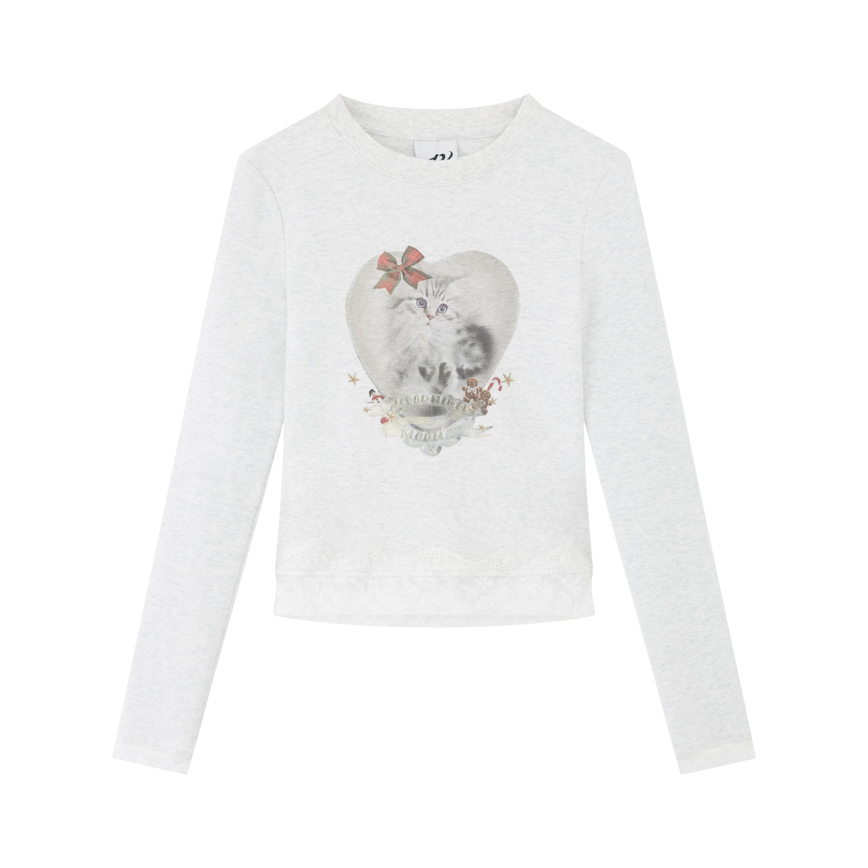 RUN TO THE FUTURE Stretch Cotton Slim Vintage Commuter Printed Lace Long Sleeve Women Crop Tops