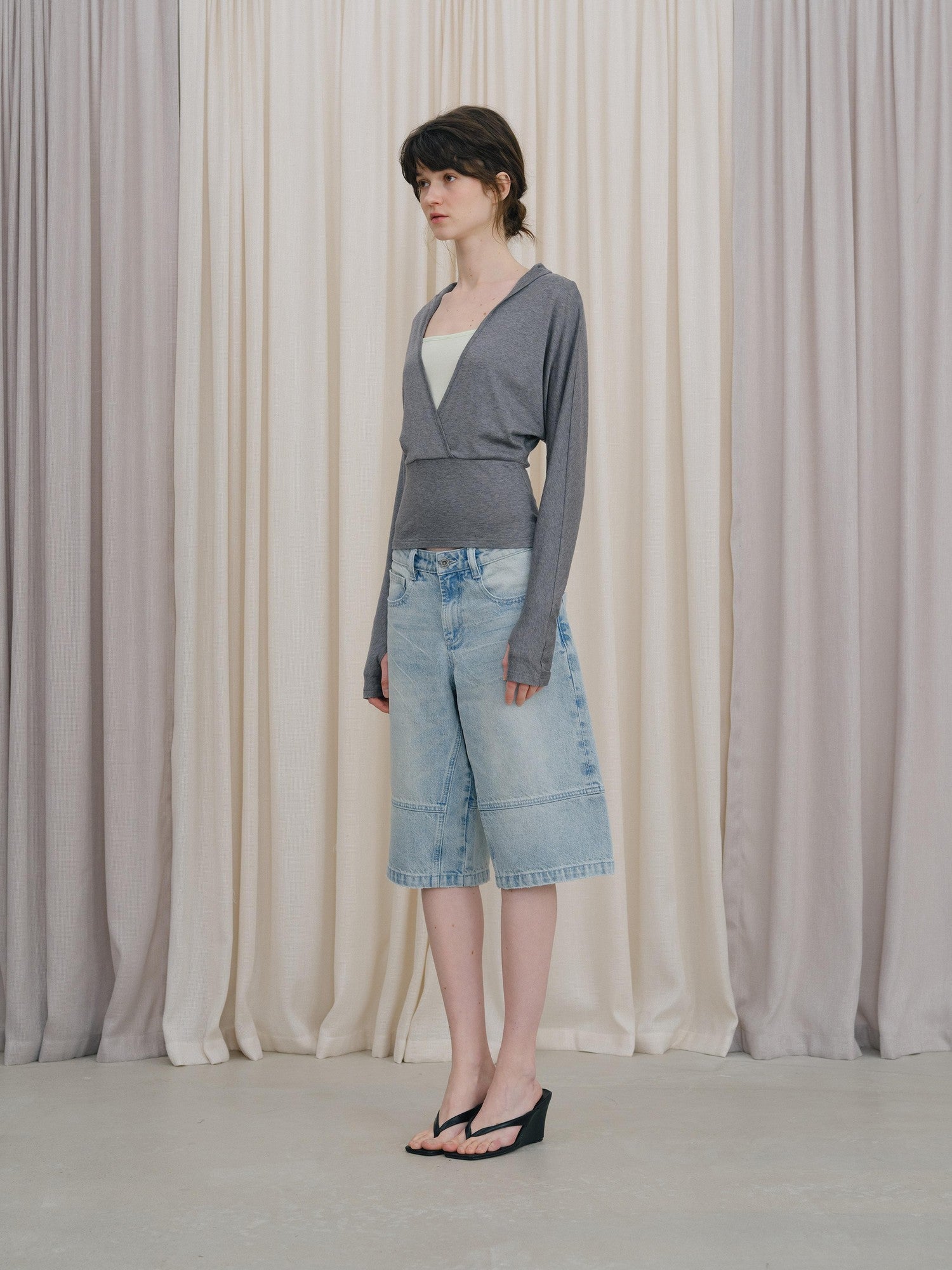 DKZ OFFICIAL Gray Colorblock Batwing Sleeve Women&