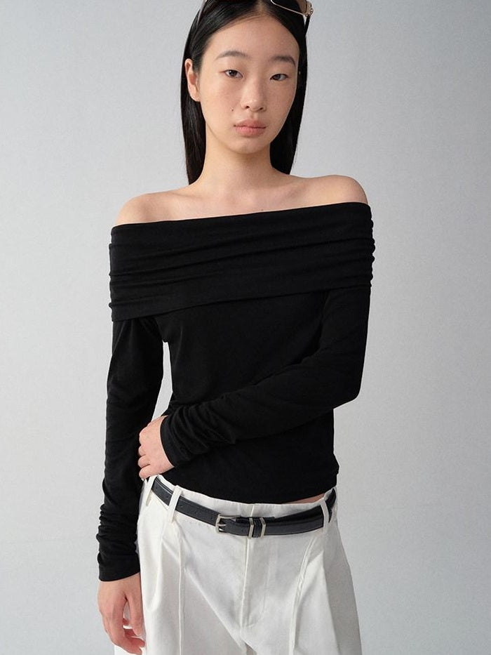 RUN TO THE FUTURE Lyocell Wool Blend Casual Slim Fit Black Women Knit Long Sleeve T-Shirts