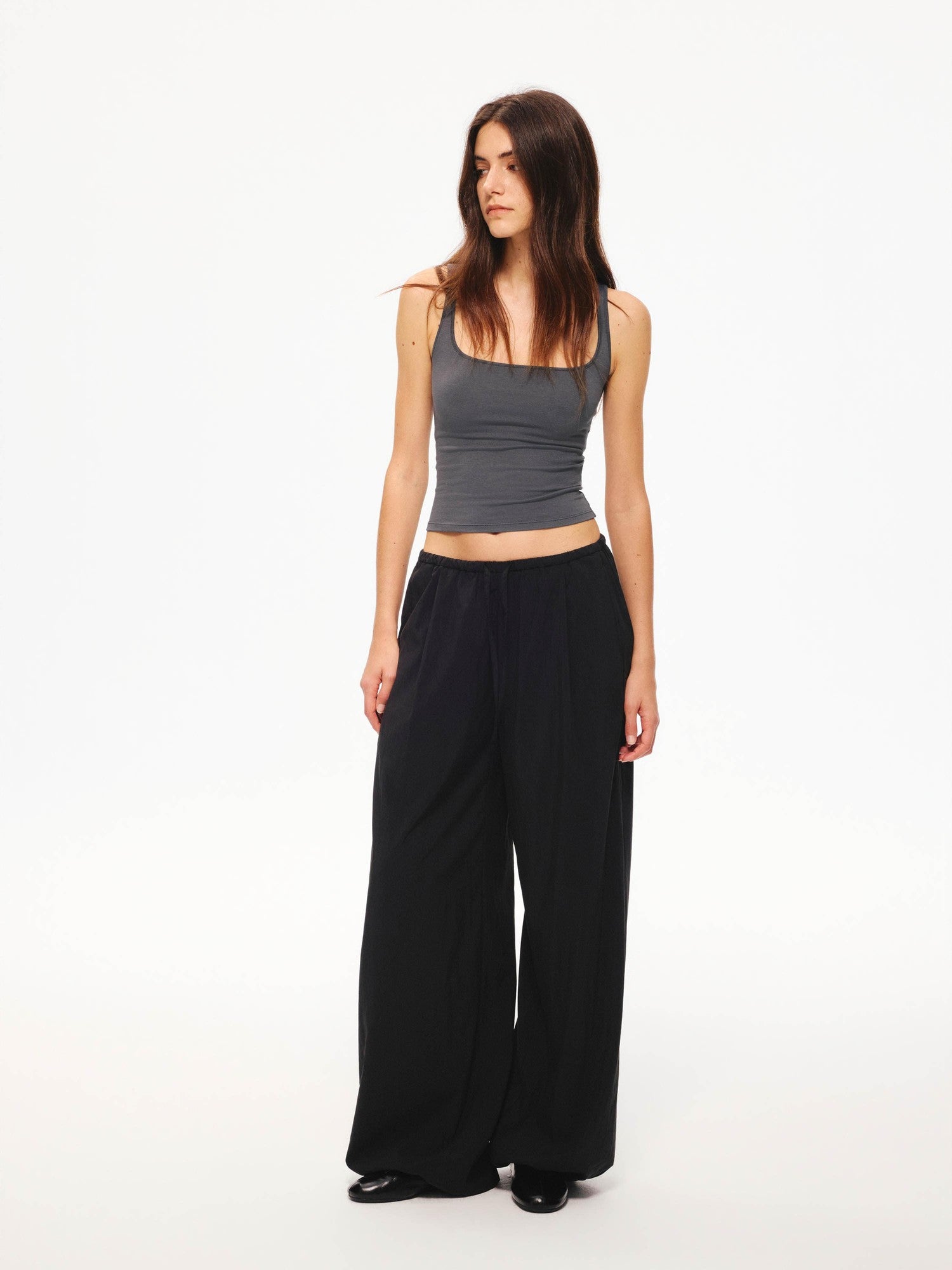 Northbutsouth Black Cooling Elastic Waist Tapered Women&