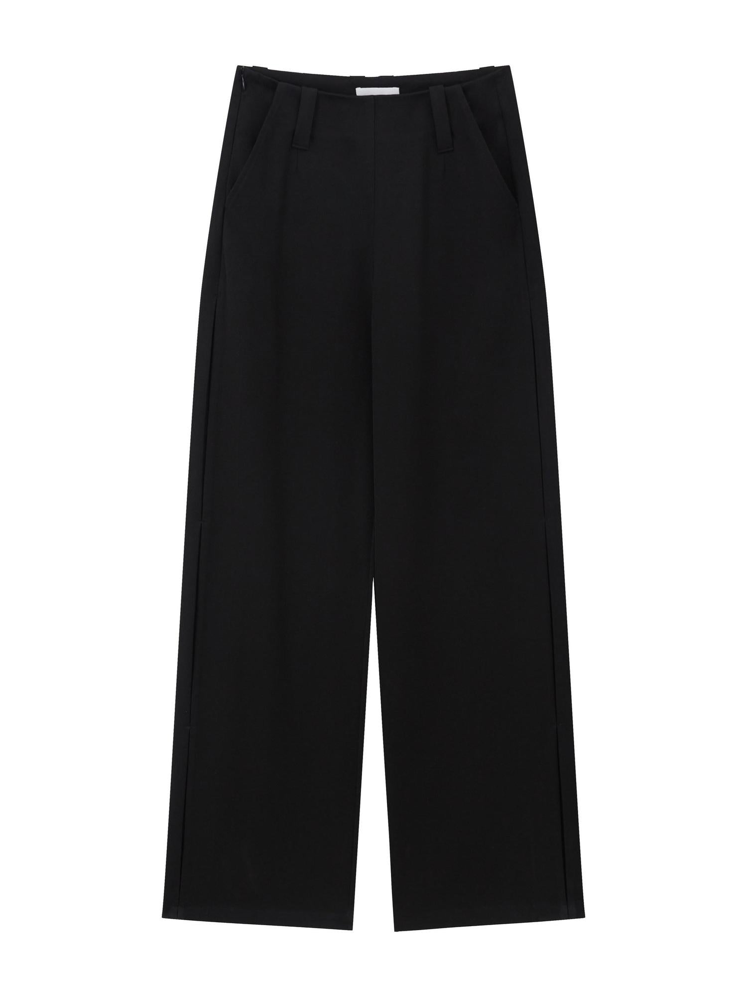 RUN TO THE FUTURE Original Pocketed Low Rise Zip Fly Stretch Black Women Straight Pants