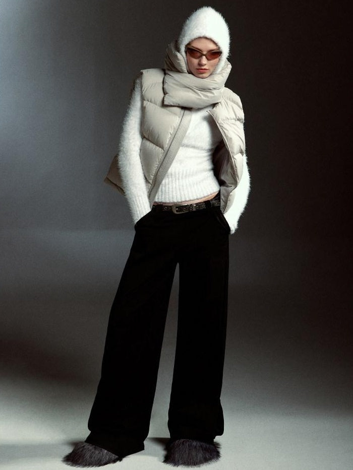 RUN TO THE FUTURE 90 Percent White Down Sleeveless Cropped Straight Korean Women Down Jackets