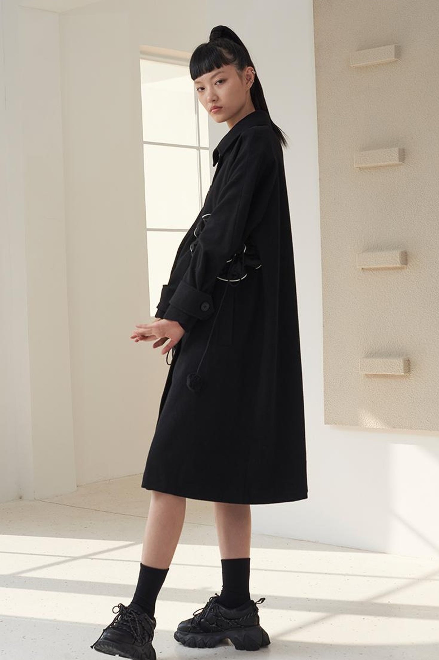 DIDDI MODA 3D Floral A Line Wool Coat
