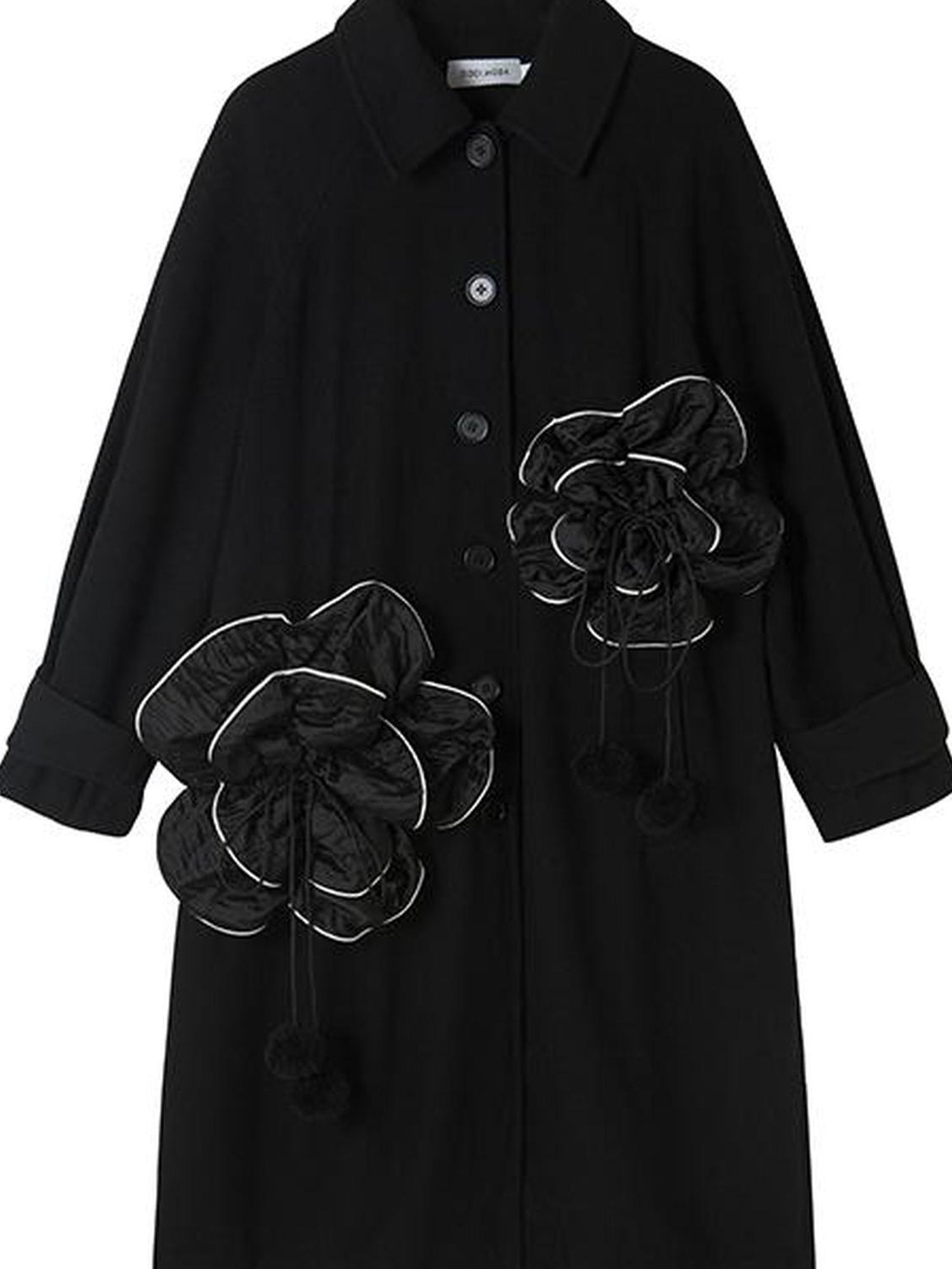 DIDDI MODA 3D Floral A Line Wool Coat