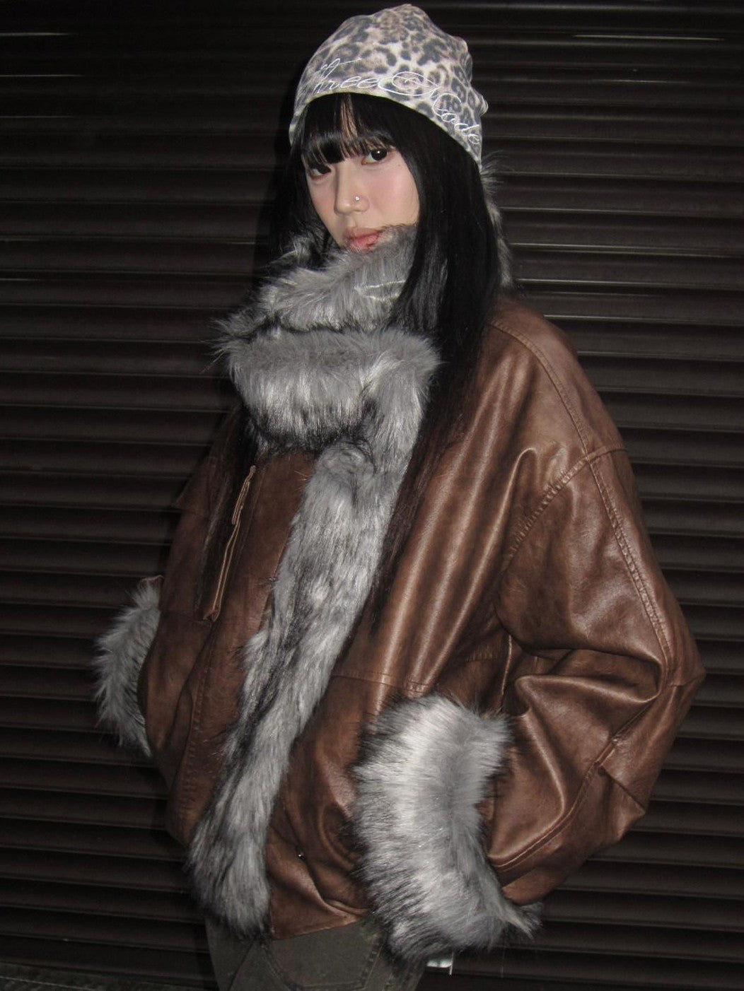 3MODE Black Shearling Lined Thickened Retro Women&