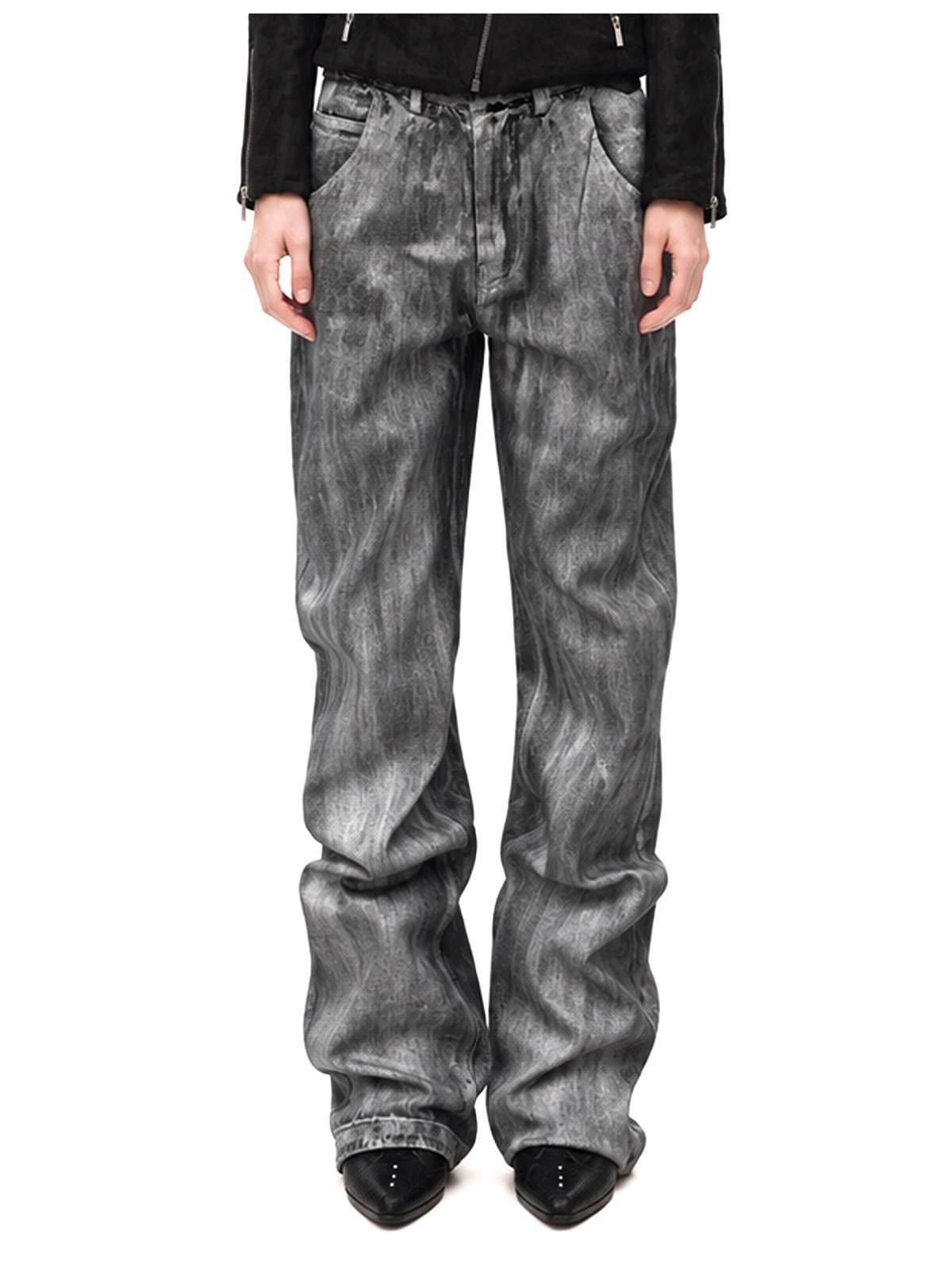 3MODE Brushed Texture Straight Leg Acid Wash Women&