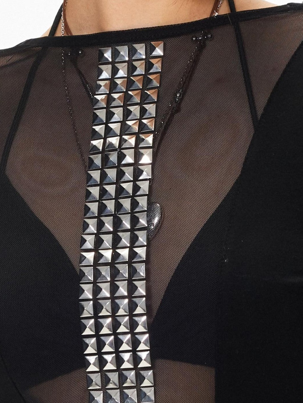 3MODE Dark Goth Rhinestone Mesh Panel Women&
