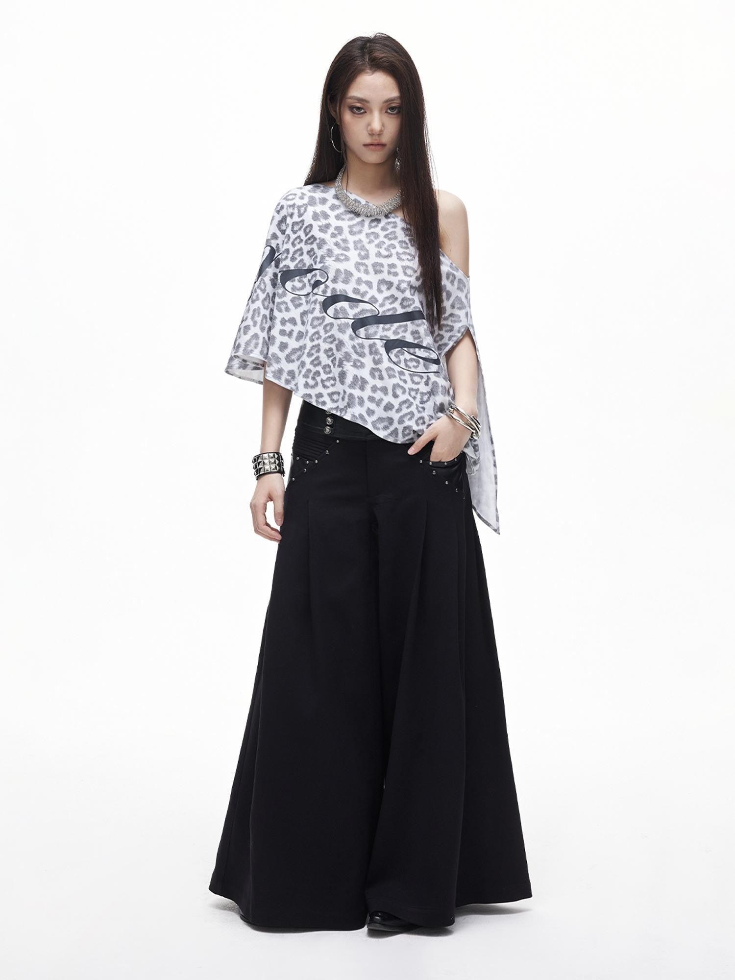 3MODE Drapey Studded Wide Leg Straight Women&