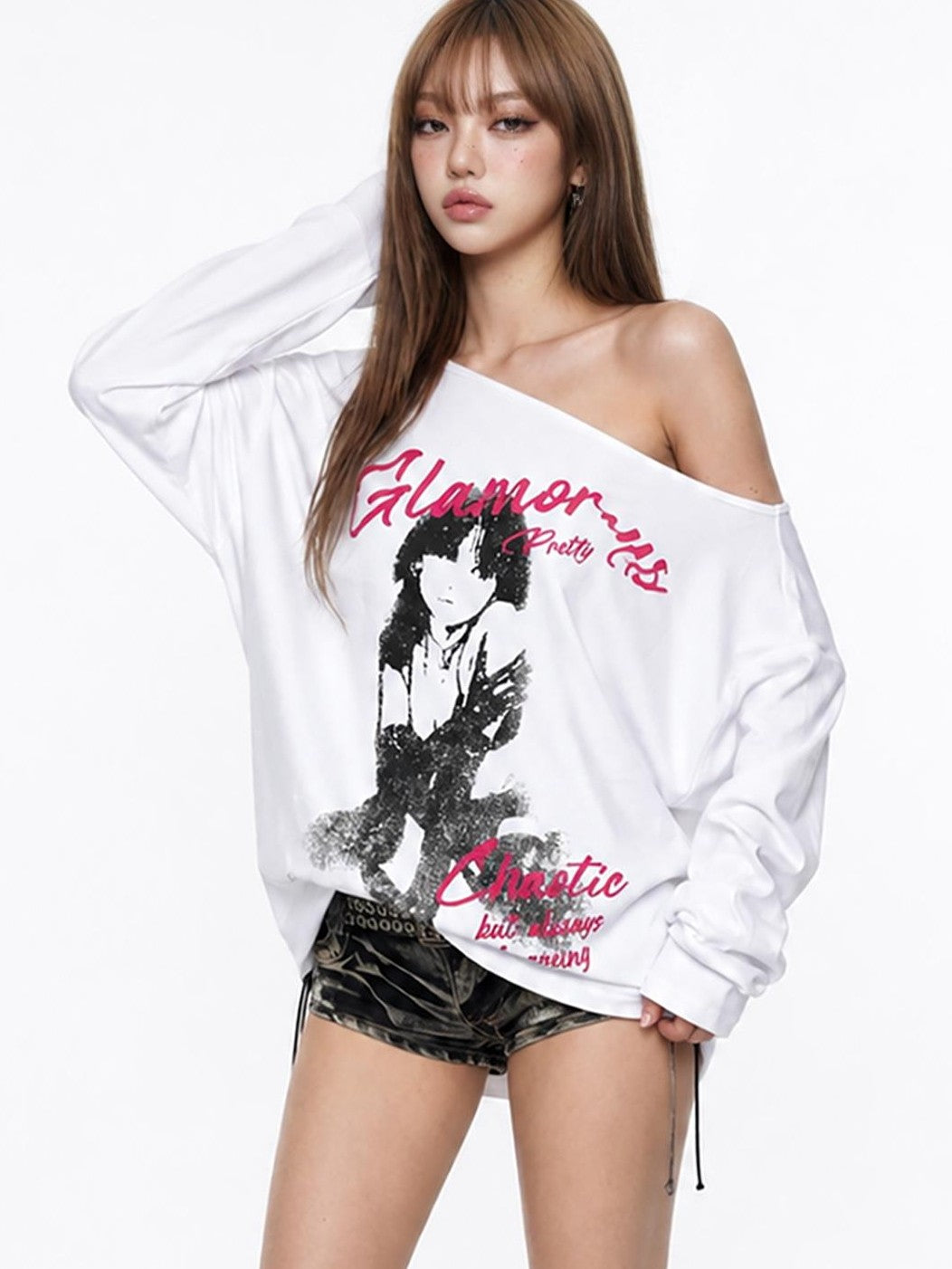 3MODE Graphic Print Asymmetric Shoulder Women&