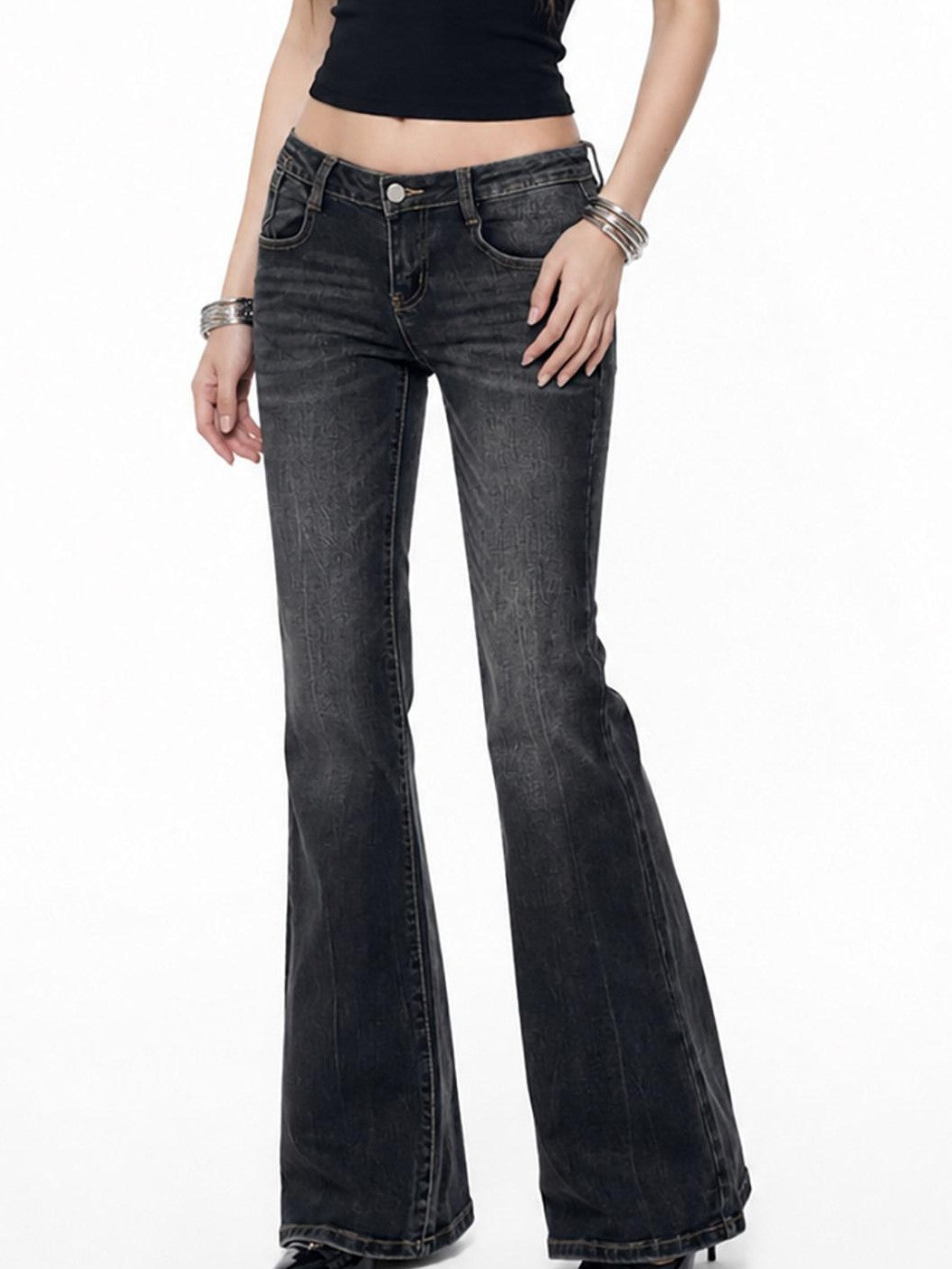 3MODE Ombre Low Rise Y2k Retro Floor Length Slim Micro Women&